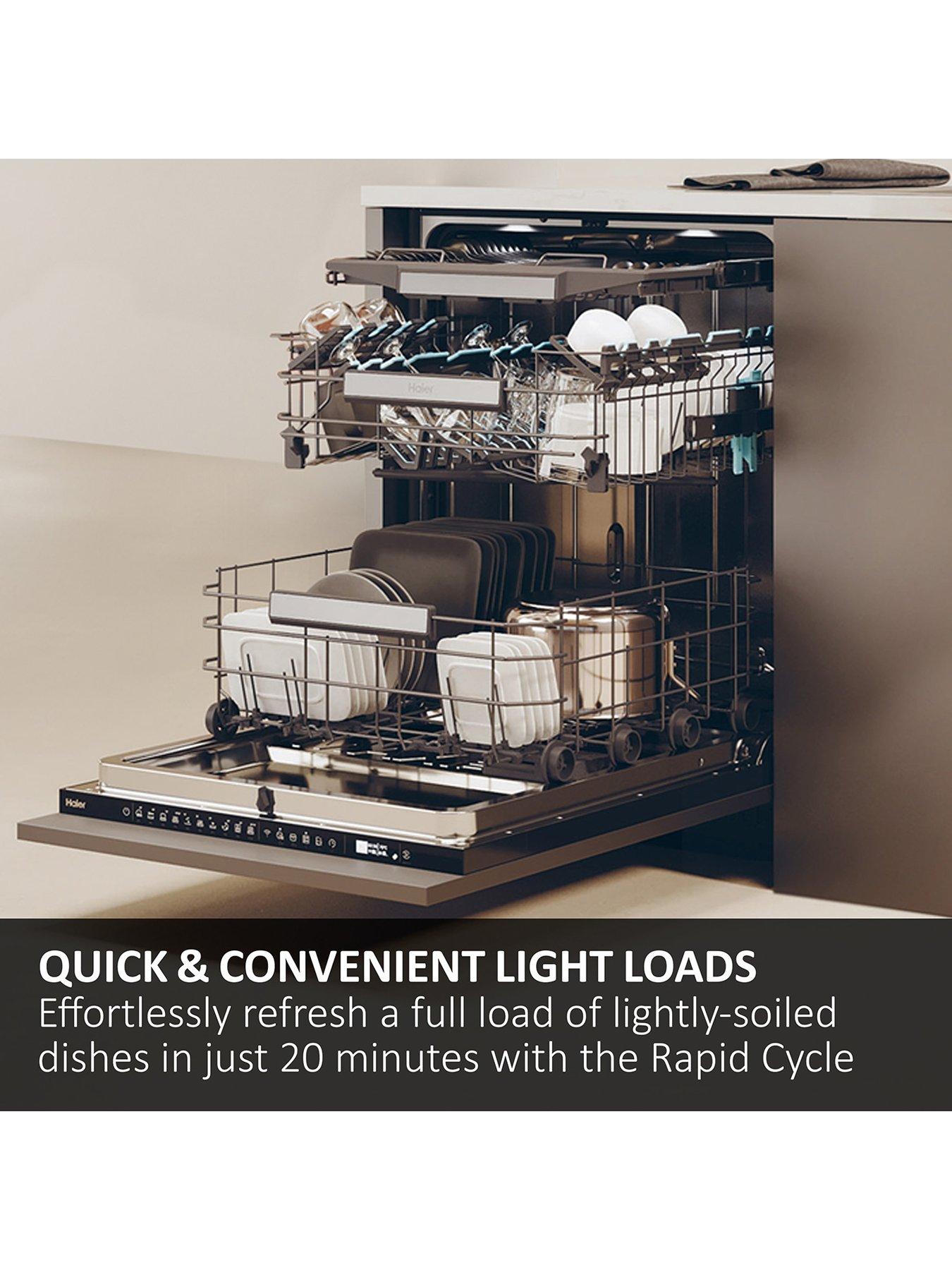 Image 2 of 7 of Haier Washlens Plus XS 4B4S3FSB-80 Full Size Fully Integrated 14 Place Dishwasher, WiFi Enabled, B Rated -&nbsp;Black