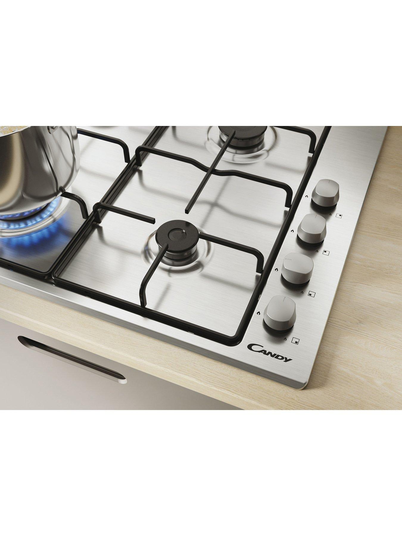 Image 2 of 6 of Candy CHW6LX 60 cm Gas Hob, 4 burner, side control, enamel pan stands -&nbsp;Stainless Steel Stainless Steel