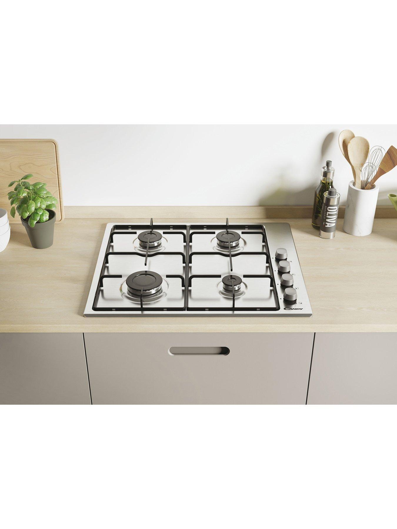 Image 3 of 6 of Candy CHW6LX 60 cm Gas Hob, 4 burner, side control, enamel pan stands -&nbsp;Stainless Steel Stainless Steel