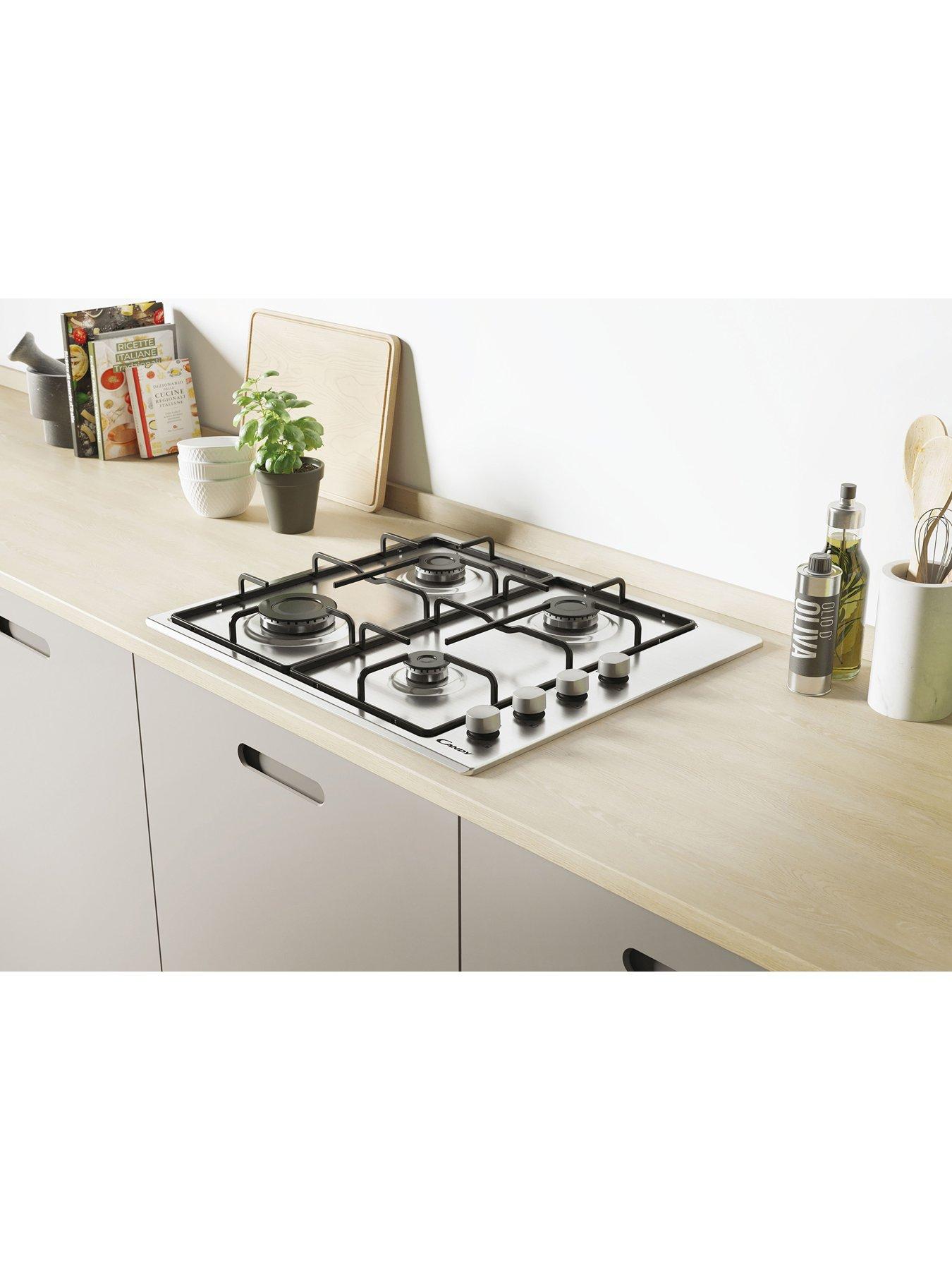 Image 4 of 6 of Candy CHW6LX 60 cm Gas Hob, 4 burner, side control, enamel pan stands -&nbsp;Stainless Steel Stainless Steel