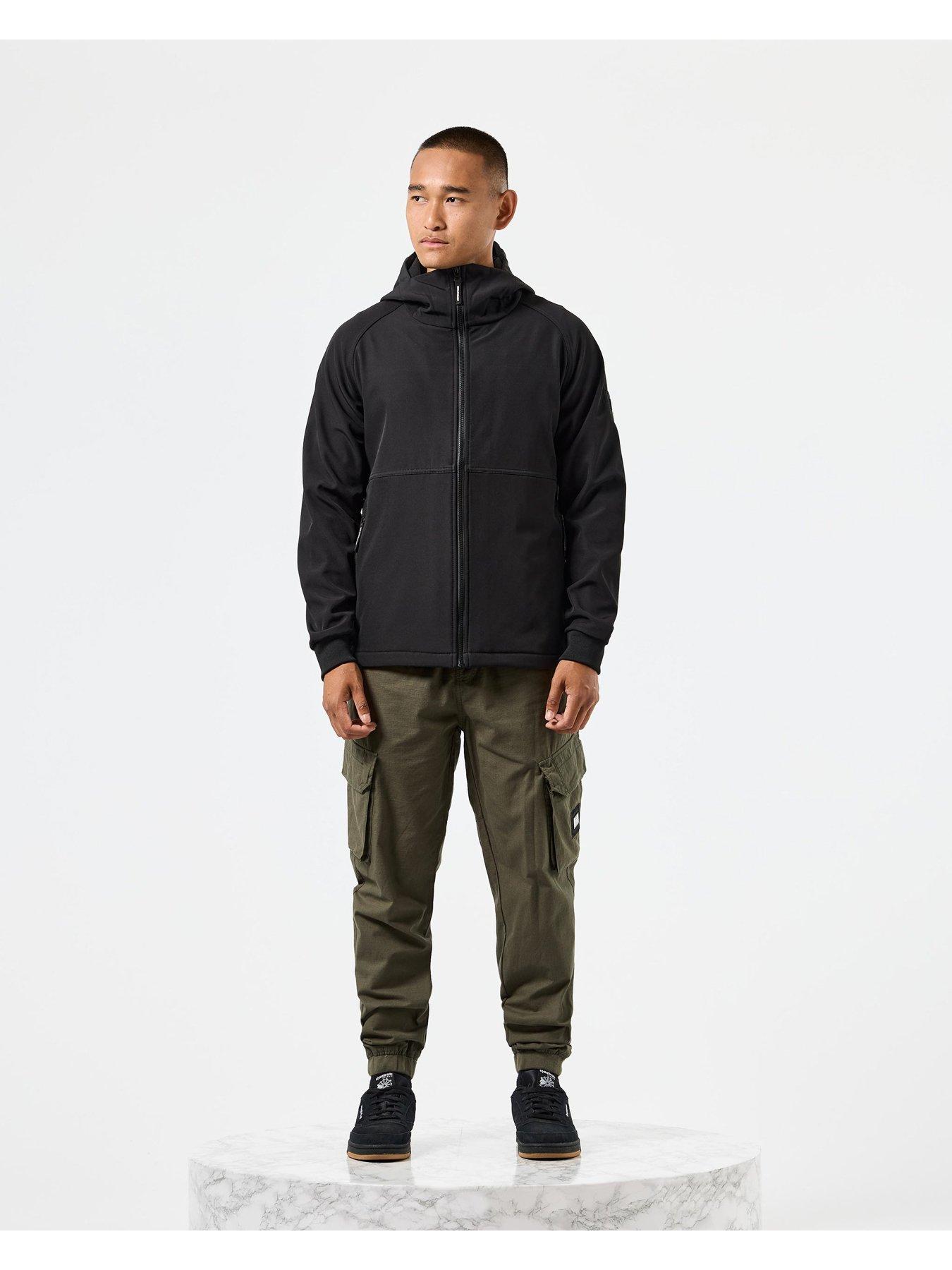 Image 2 of 6 of Weekend Offender Stipe Softshell Hooded Jacket - Black