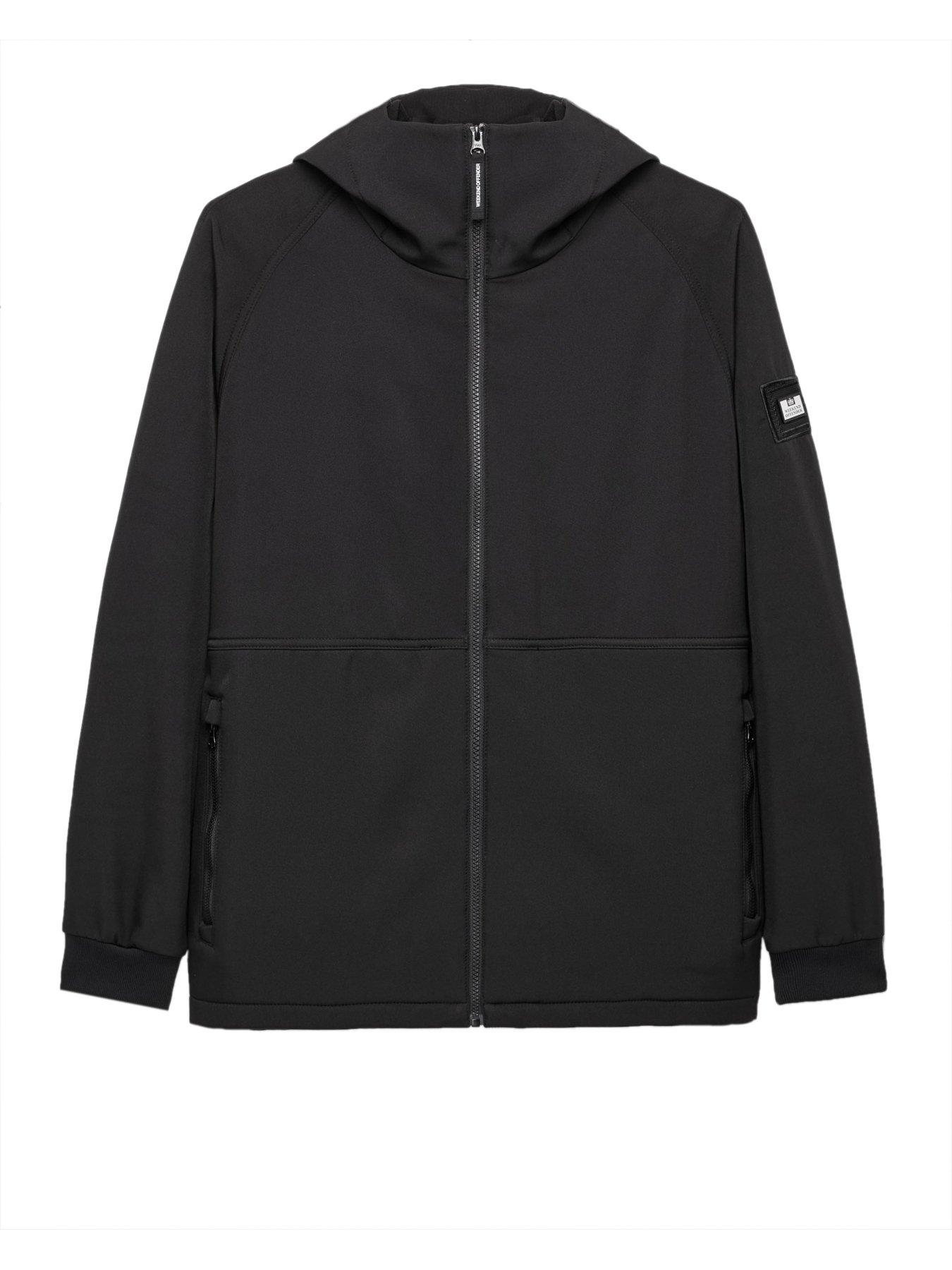 Image 4 of 6 of Weekend Offender Stipe Softshell Hooded Jacket - Black
