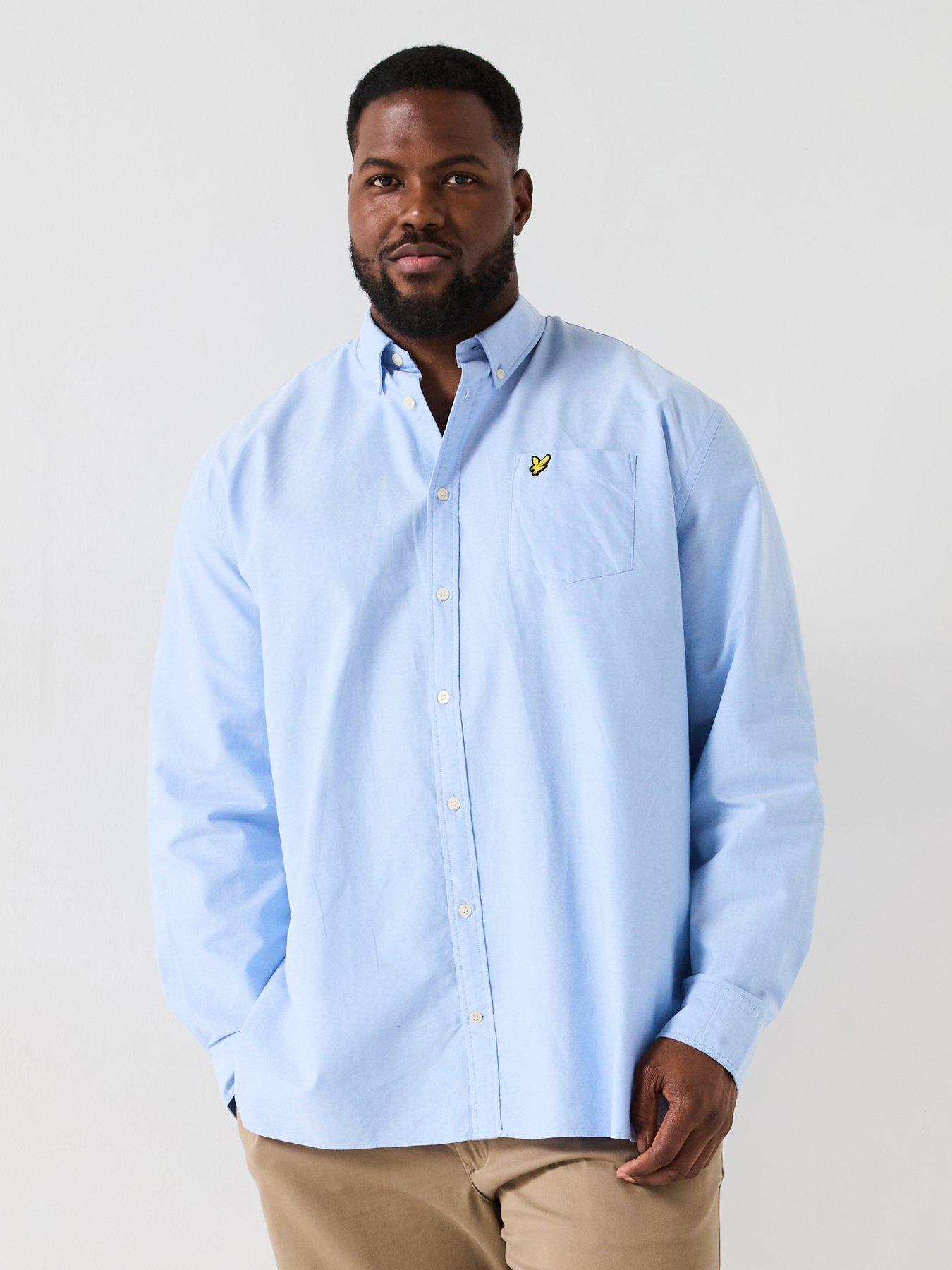 undefined Big Tall Long Sleeve Plain Oxford Shirt - Blue