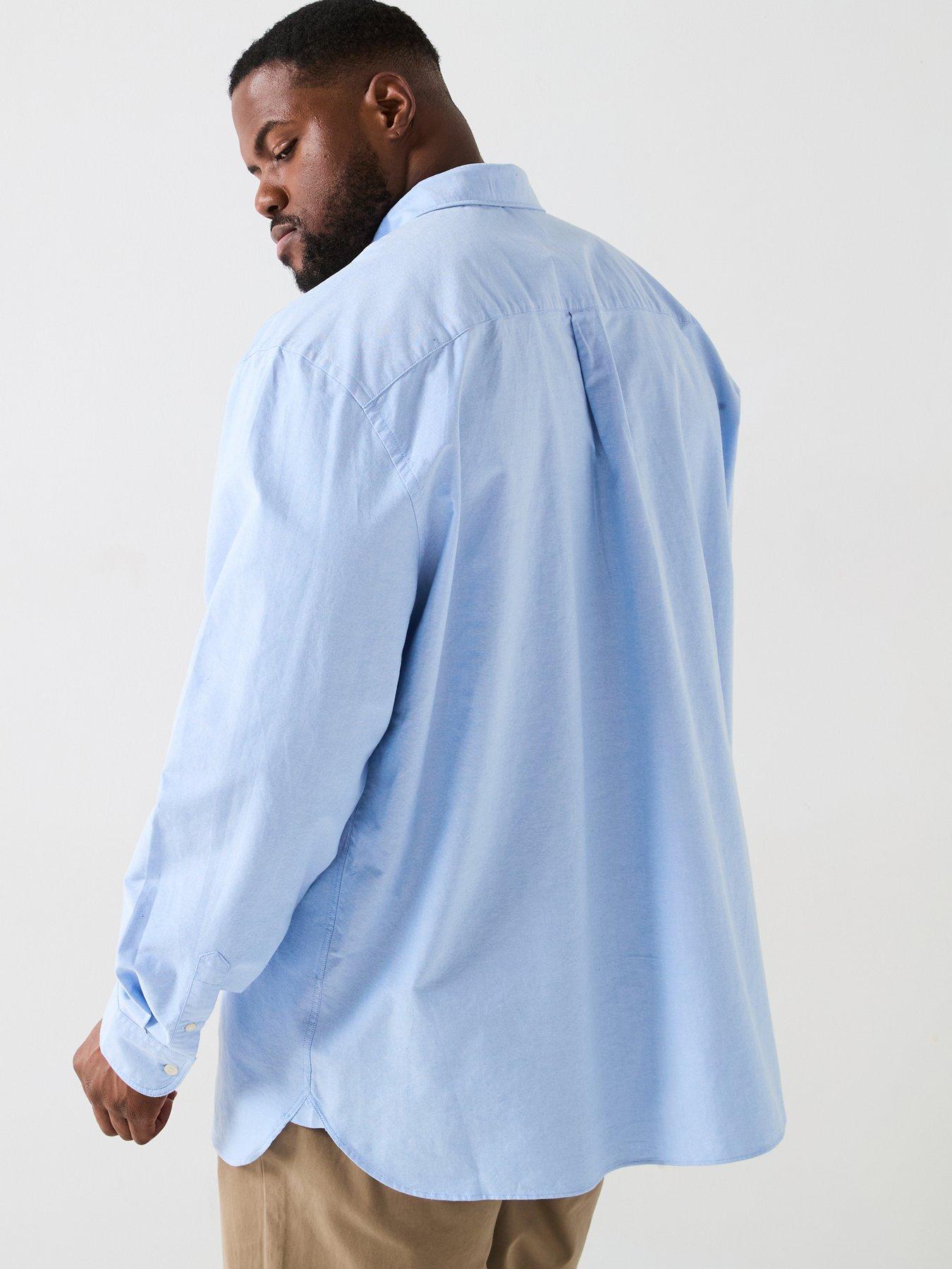 Image 2 of 4 of Lyle & Scott Big Tall Long Sleeve Plain Oxford Shirt - Blue