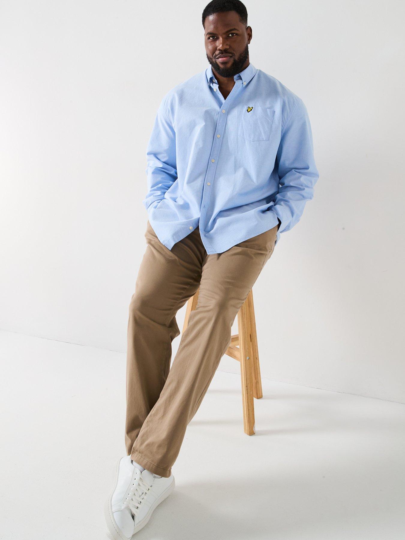 Image 3 of 4 of Lyle & Scott Big Tall Long Sleeve Plain Oxford Shirt - Blue