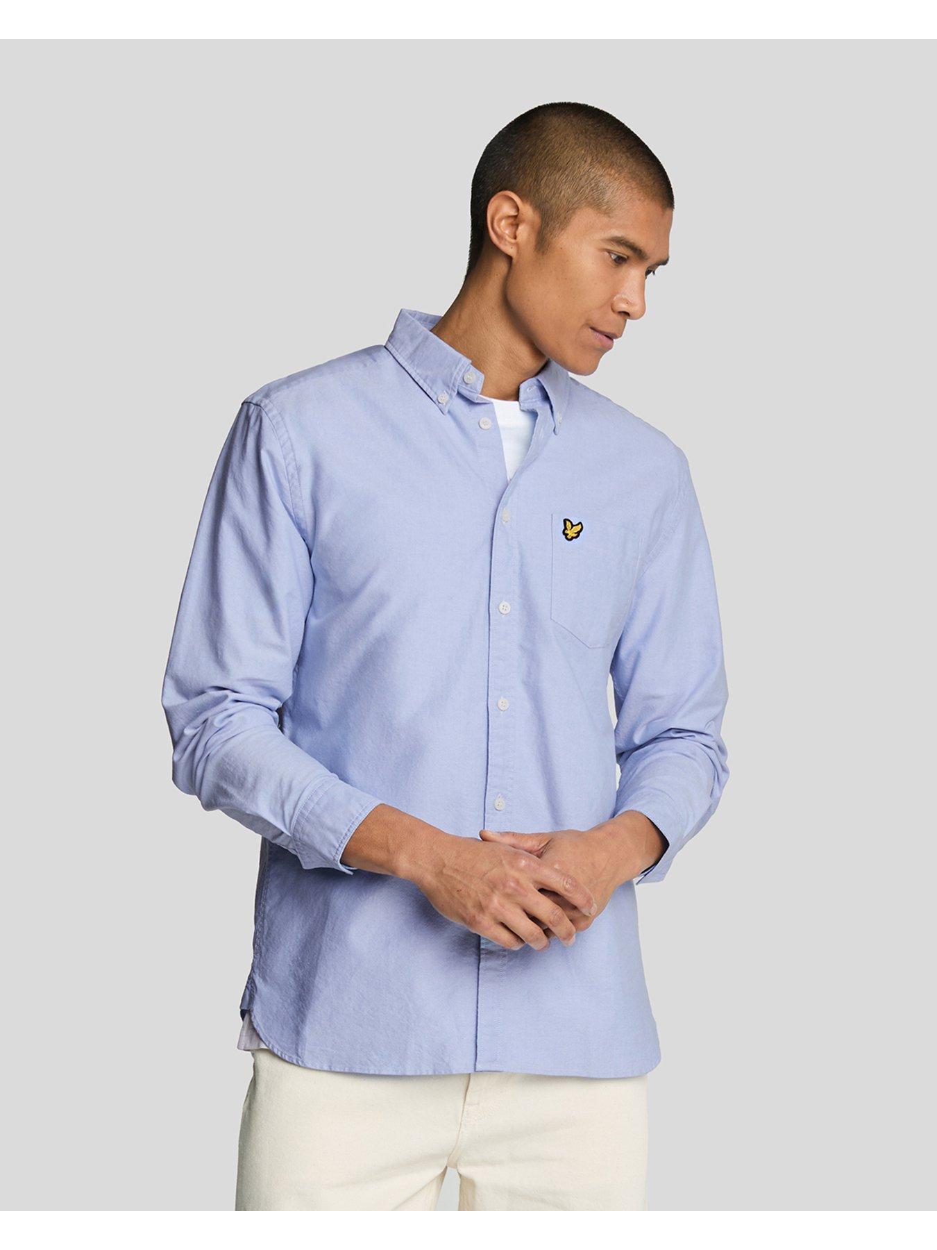 undefined Long Sleeve Regular Fit Plain Oxford Shirt - Blue
