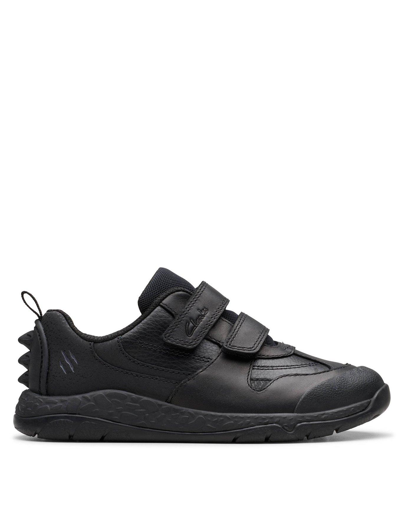 undefined Kids Steggy2 Pace Dino Strap Leather School Shoe - Black