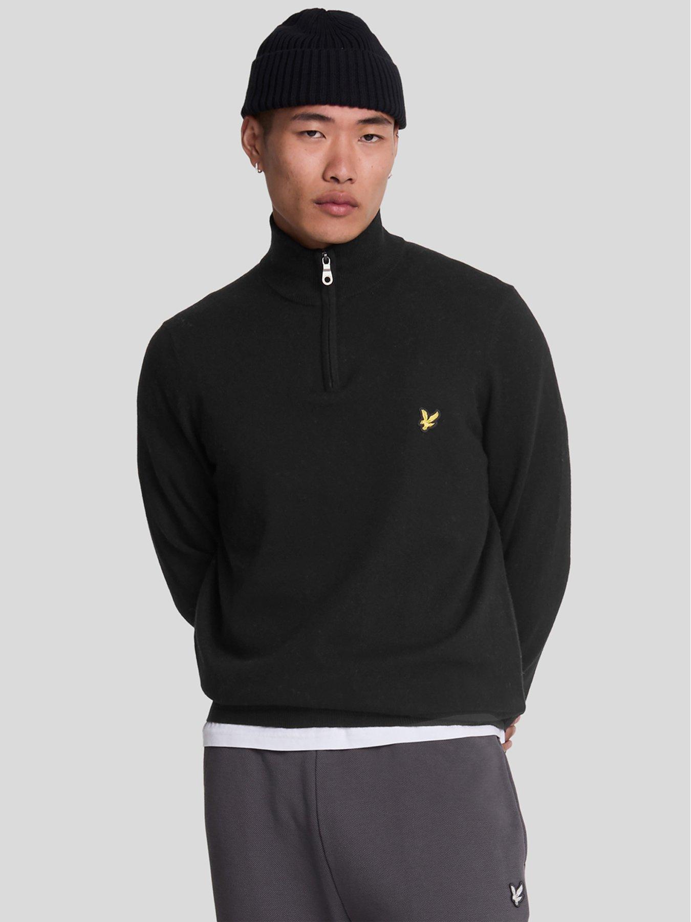 Lyle & Scott Cotton Merino Quarter Zip Knitted Jumper - Black