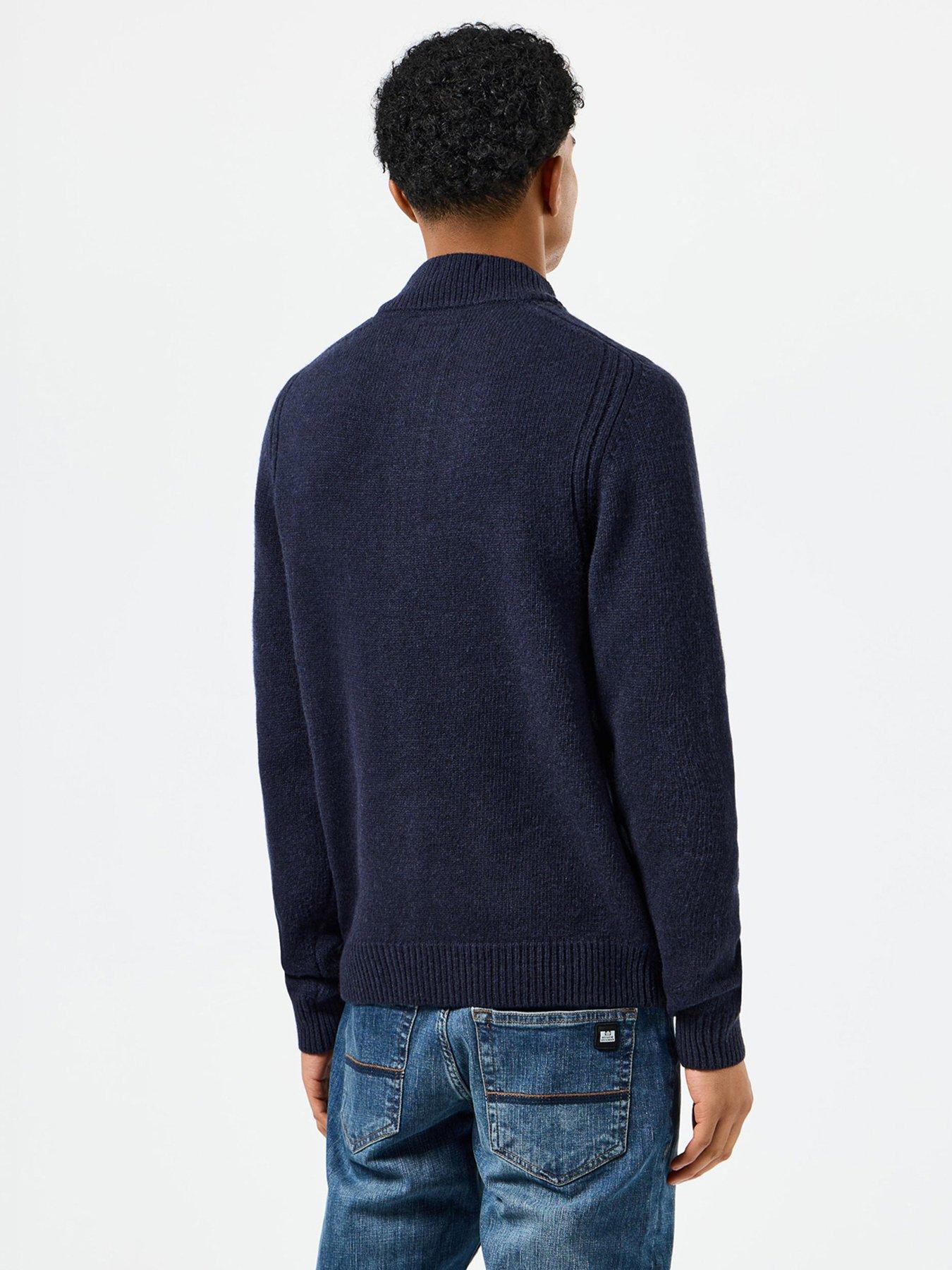 Image 3 of 6 of Weekend Offender Castillos Wool Blend Funnel Neck Knitted Jumper - Navy
