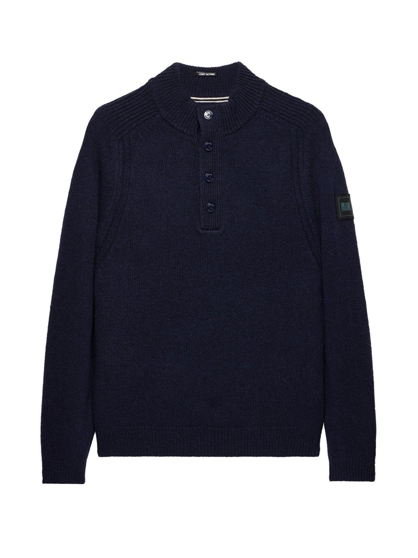 Image 4 of 6 of Weekend Offender Castillos Wool Blend Funnel Neck Knitted Jumper - Navy