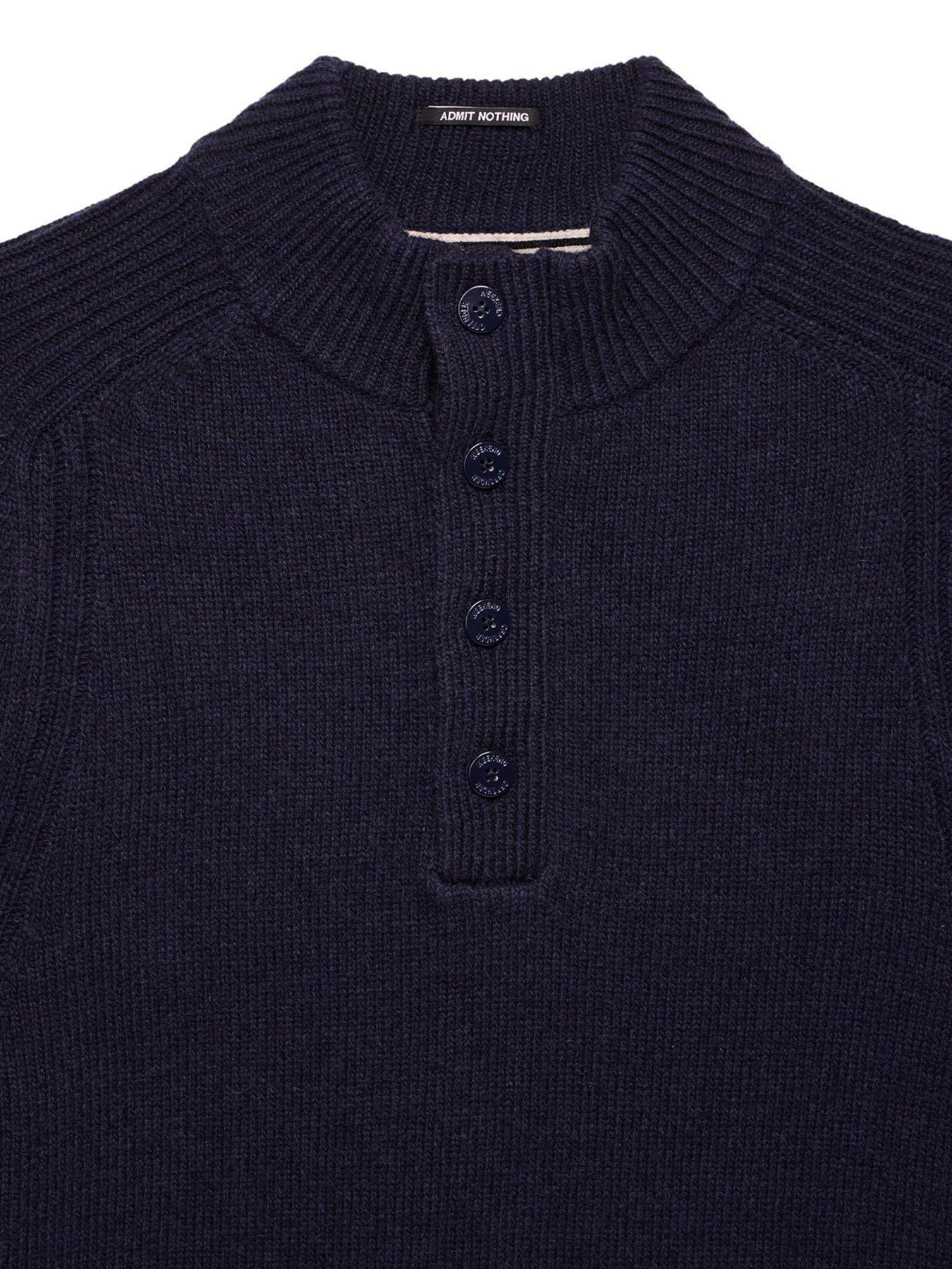 Image 5 of 6 of Weekend Offender Castillos Wool Blend Funnel Neck Knitted Jumper - Navy