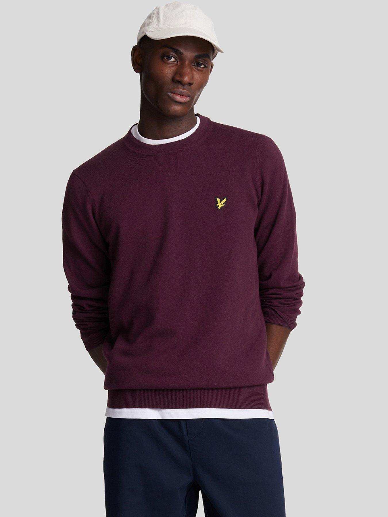 lyle & scott lyle & scott cotton merino crew knitted jumper - dark red