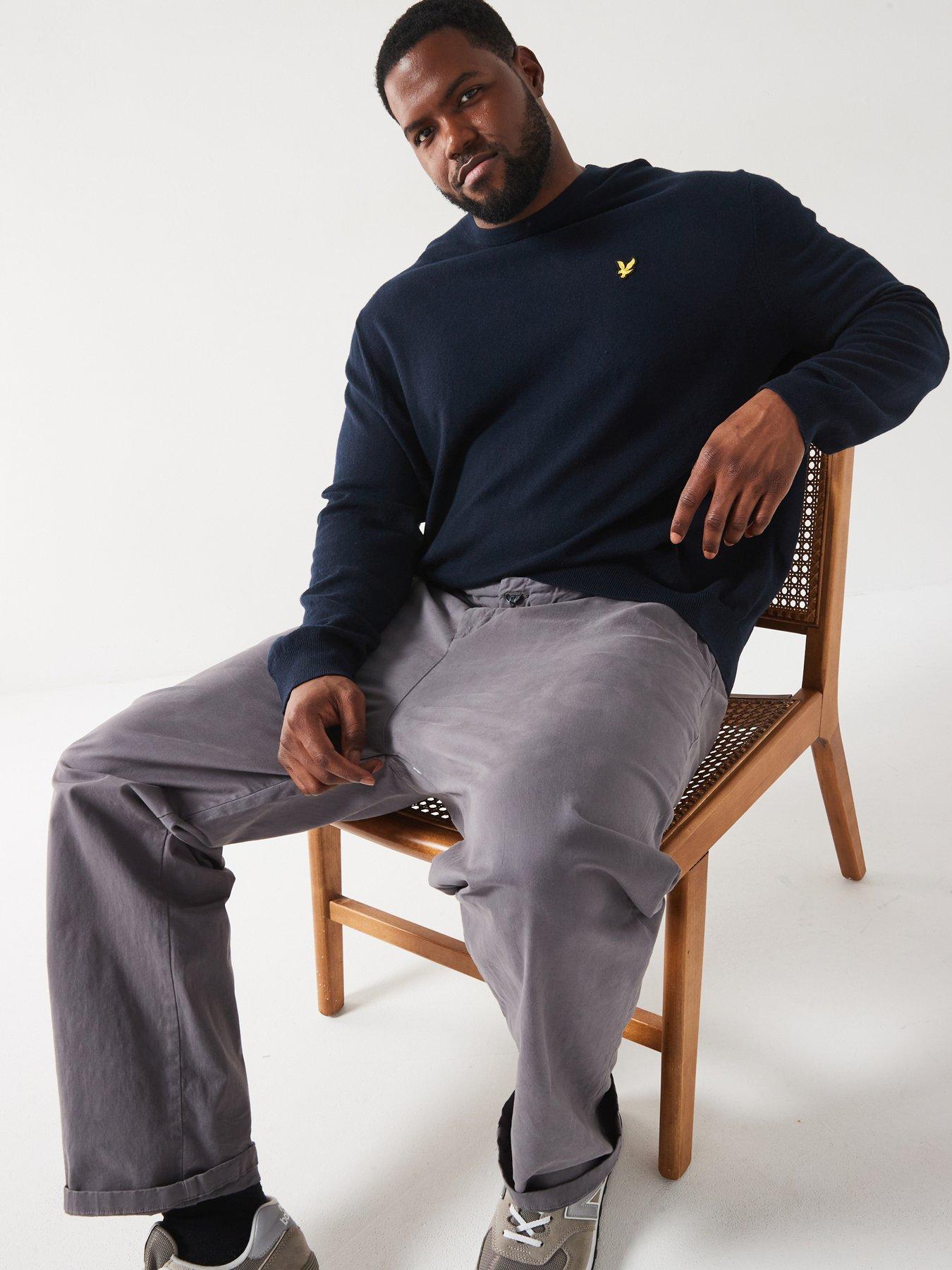 Lyle & Scott Big  &  Tall Cotton Merino Crew Knitted Jumper - Navy