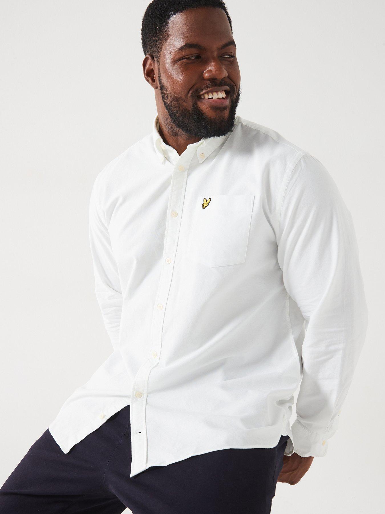 lyle & scott big & tall long sleeve plain oxford shirt - white