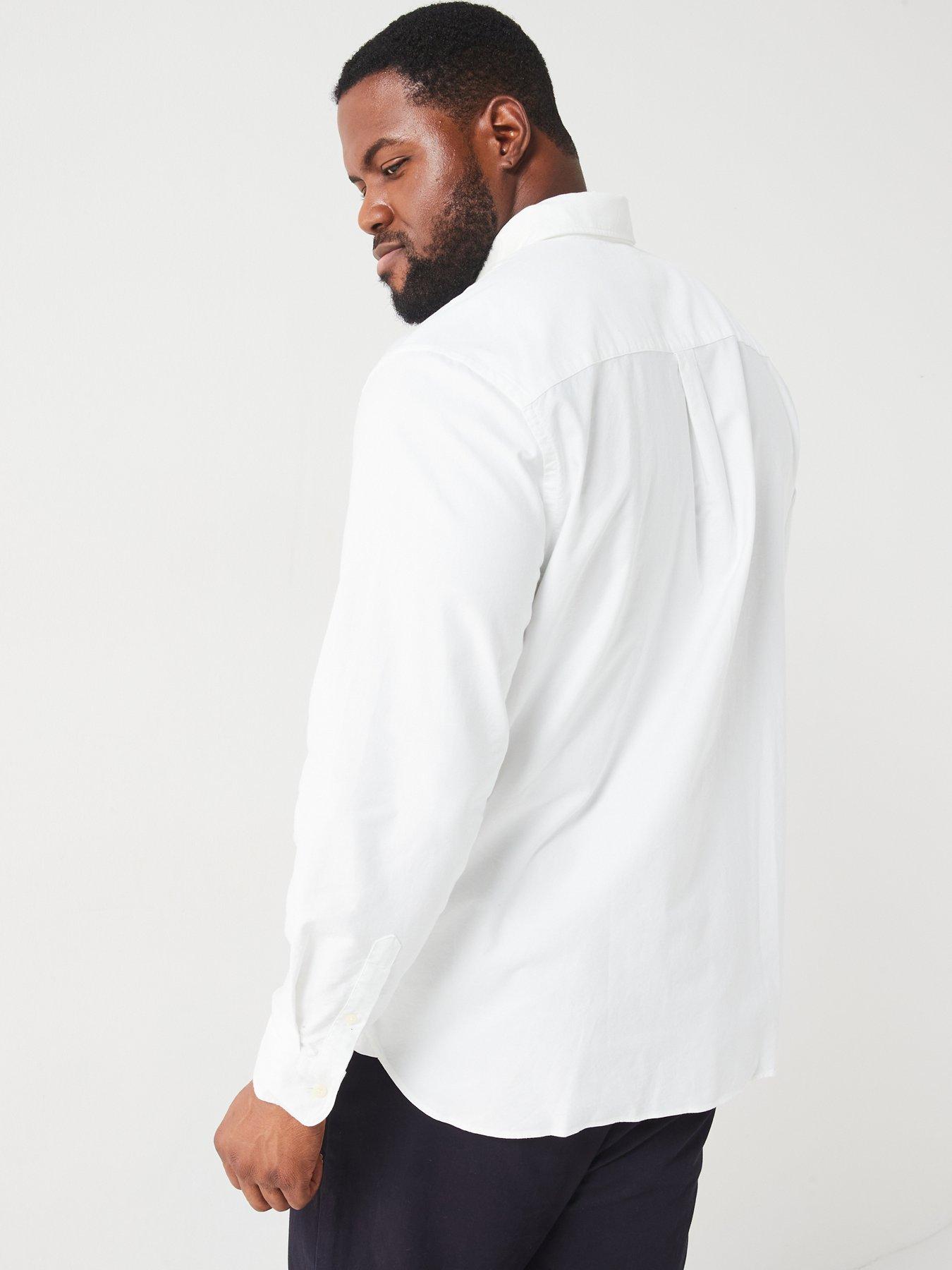 Image 2 of 5 of Lyle & Scott Big &amp; Tall Long Sleeve Plain Oxford Shirt - White