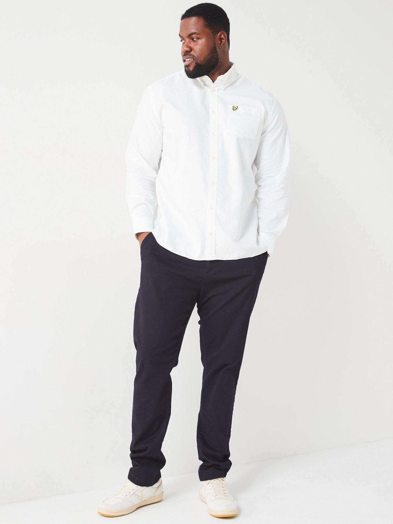 Image 3 of 5 of Lyle & Scott Big &amp; Tall Long Sleeve Plain Oxford Shirt - White