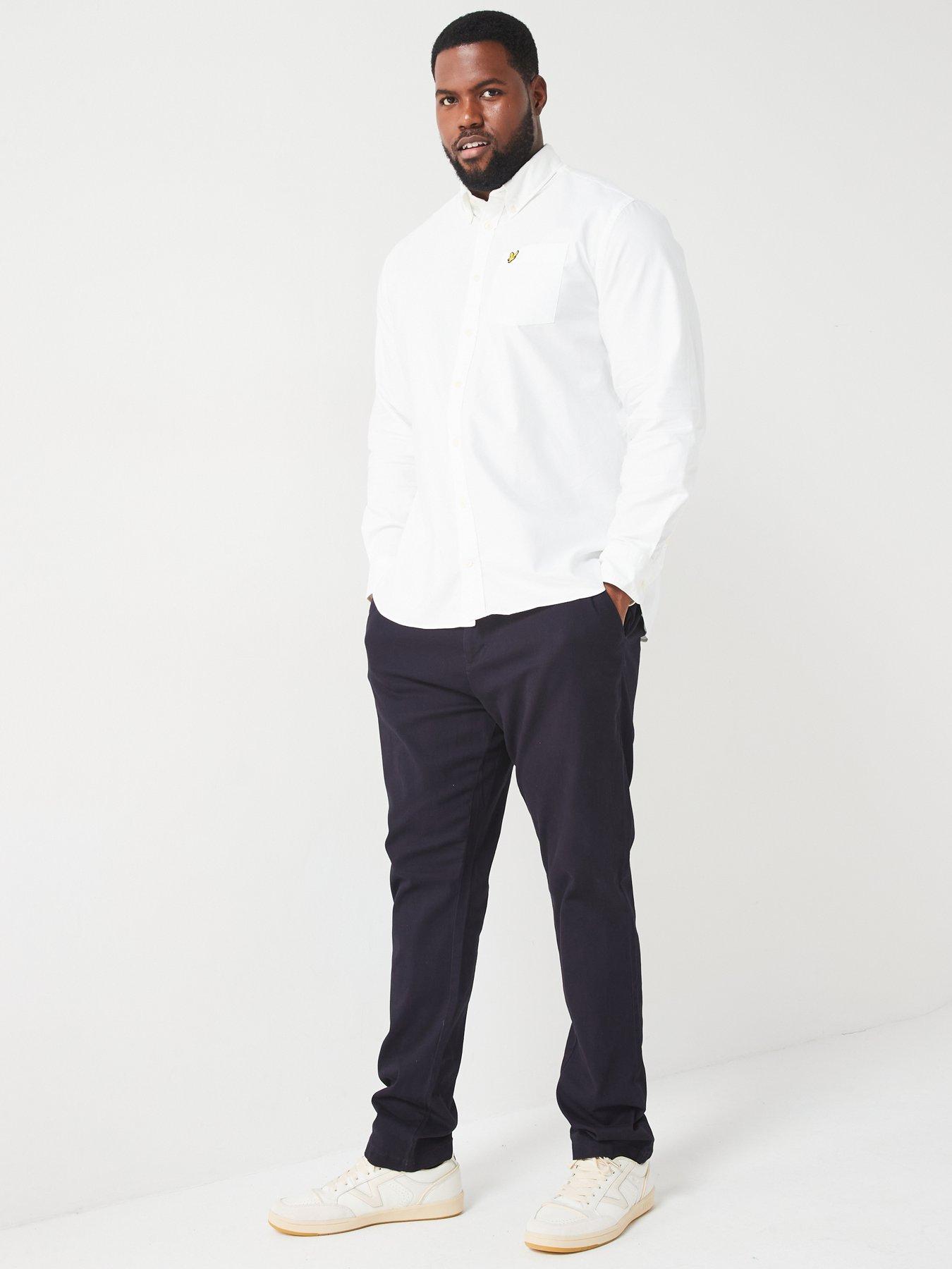 Image 4 of 5 of Lyle & Scott Big &amp; Tall Long Sleeve Plain Oxford Shirt - White