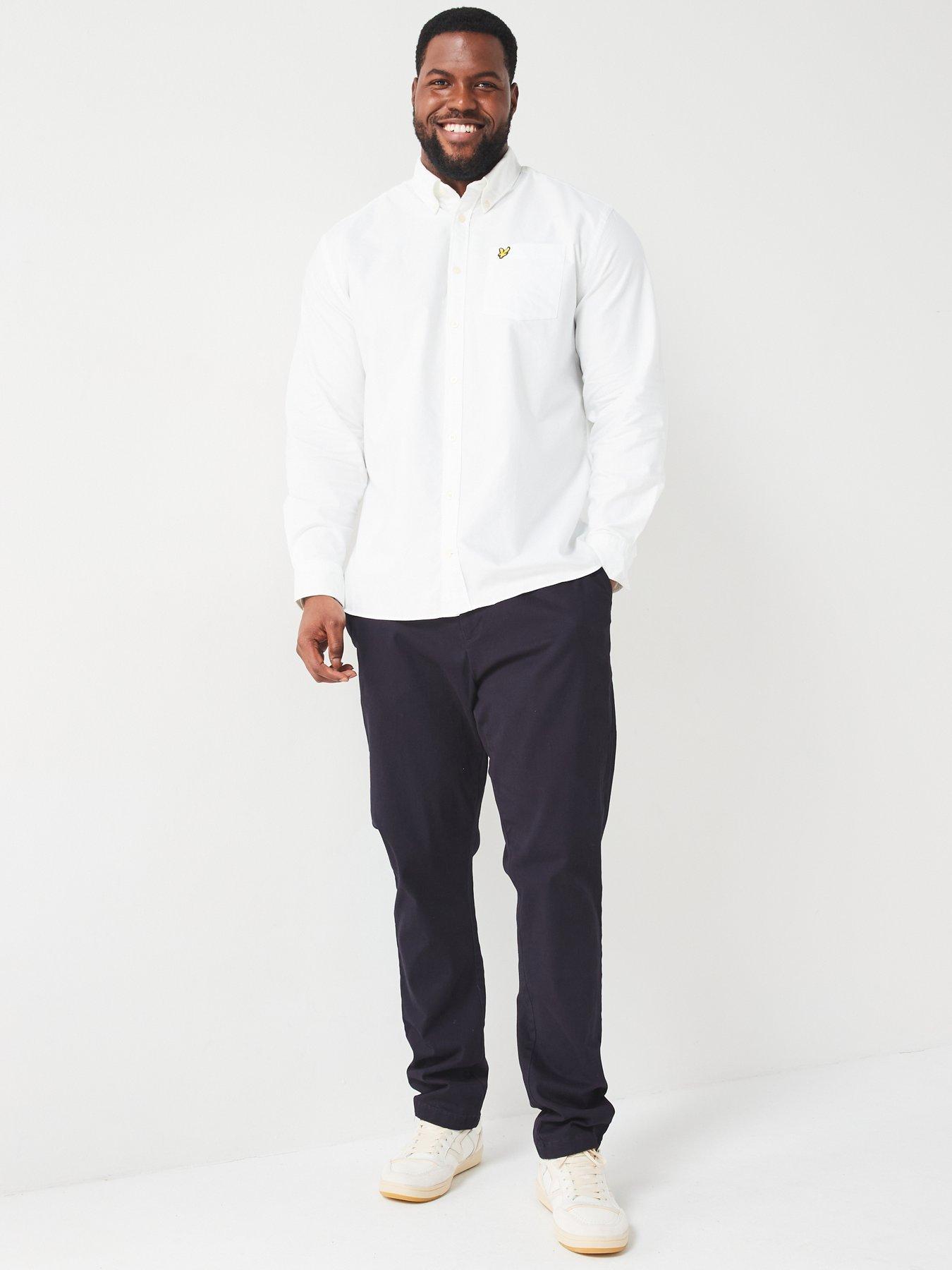 Image 5 of 5 of Lyle & Scott Big &amp; Tall Long Sleeve Plain Oxford Shirt - White