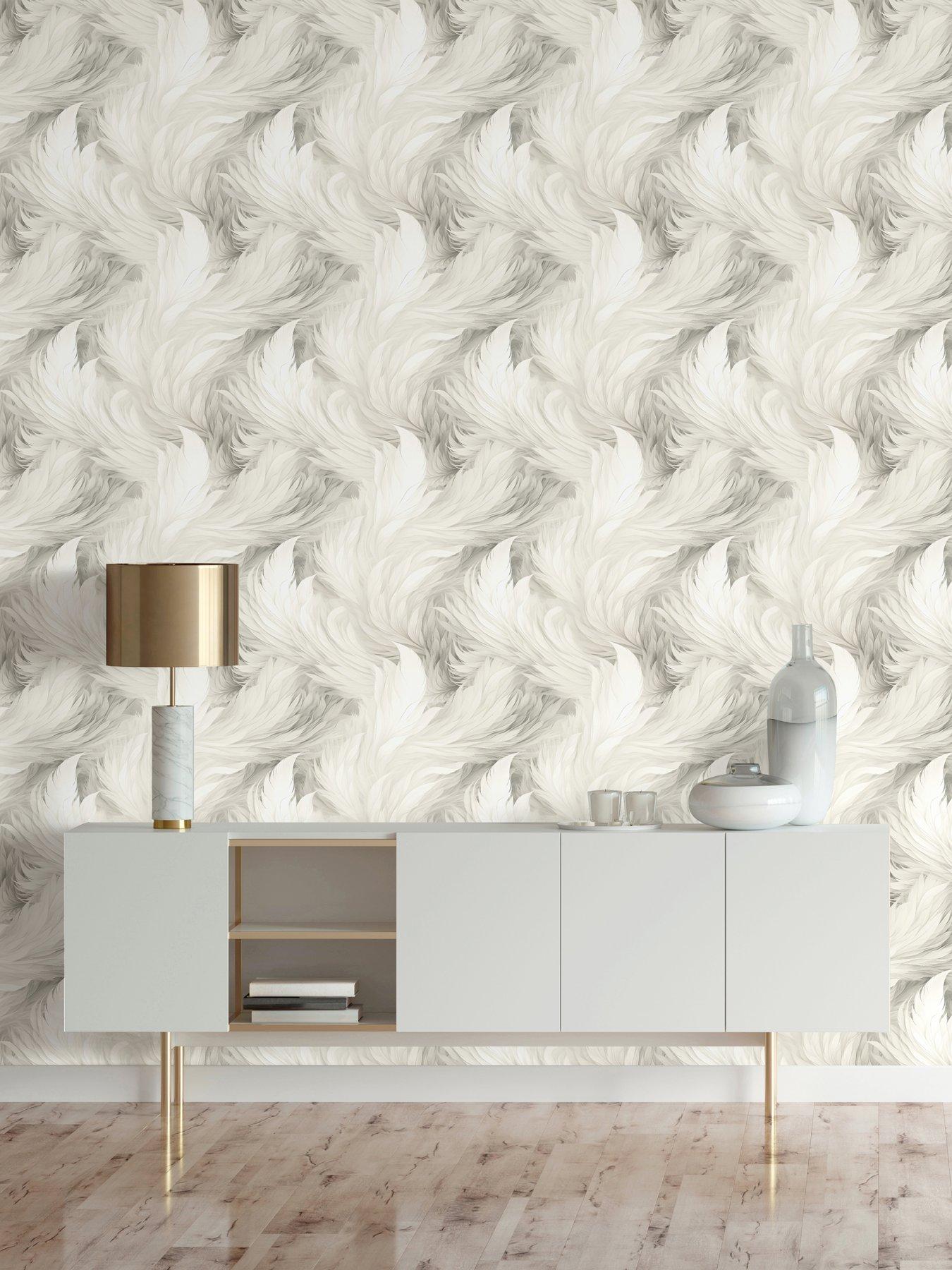 Product photograph of Muriva Plumes Ivory Wallpaper from very.co.uk