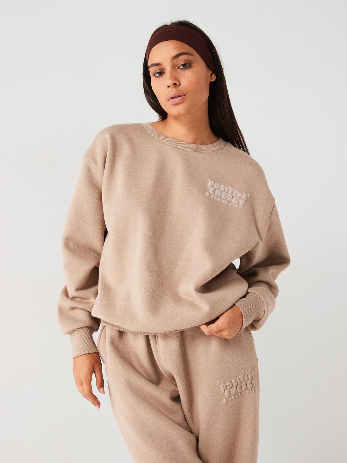 undefined Womens Positive Energy Oversized Sweatshirt - Light Brown