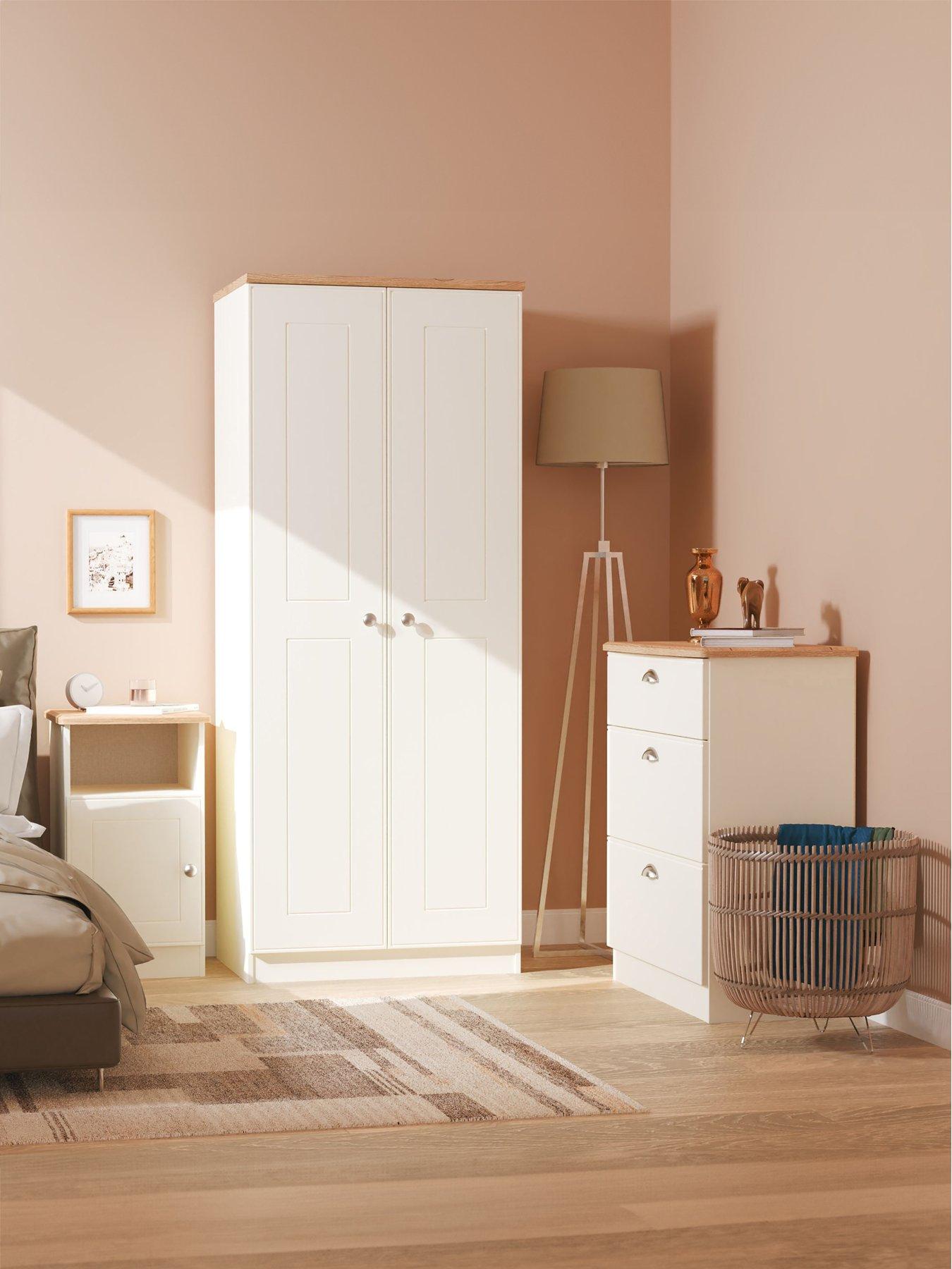 Product photograph of Swift Tivoli Ready Assembled 3 Piece Set - Bedside Chest 2 Door Wardrobe 3 Drawer Chest from very.co.uk