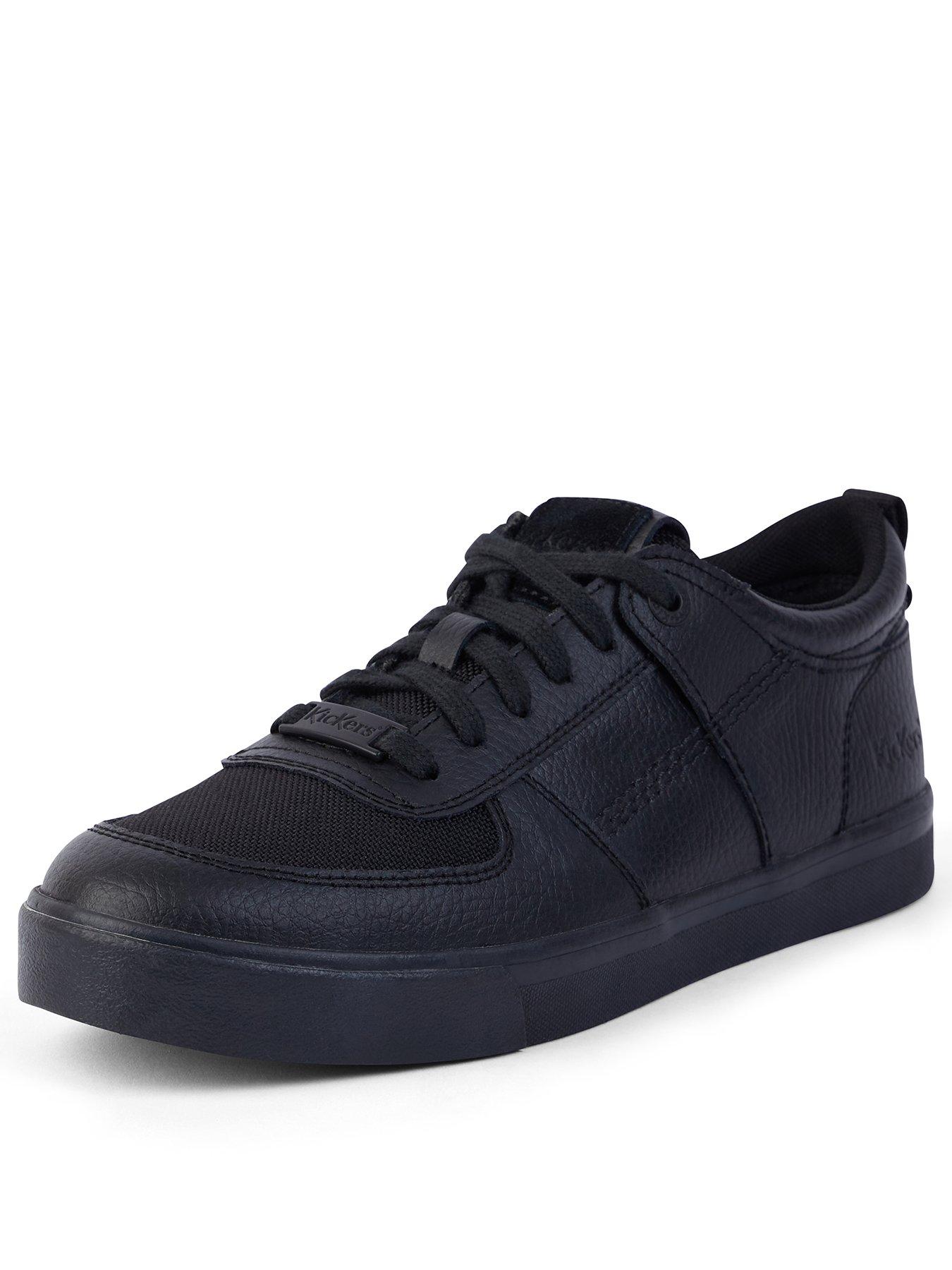 Kickers Unisex Tovni Lo Mix Mesh Leather School Shoe - Black | Very
