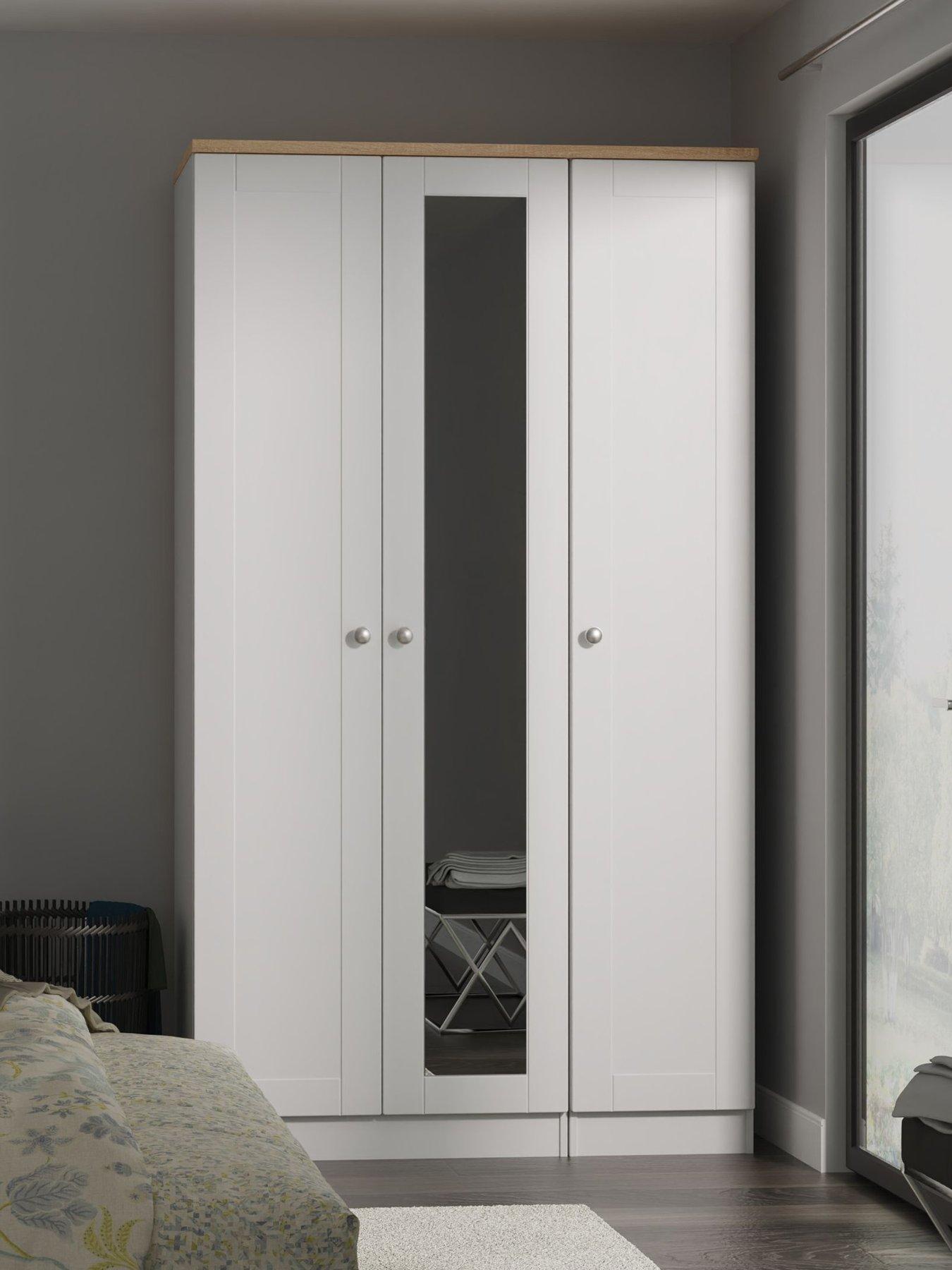 Image 1 of 7 of SWIFT Sydney Part Assembled Tall 3 Door Mirrored Wardrobe
