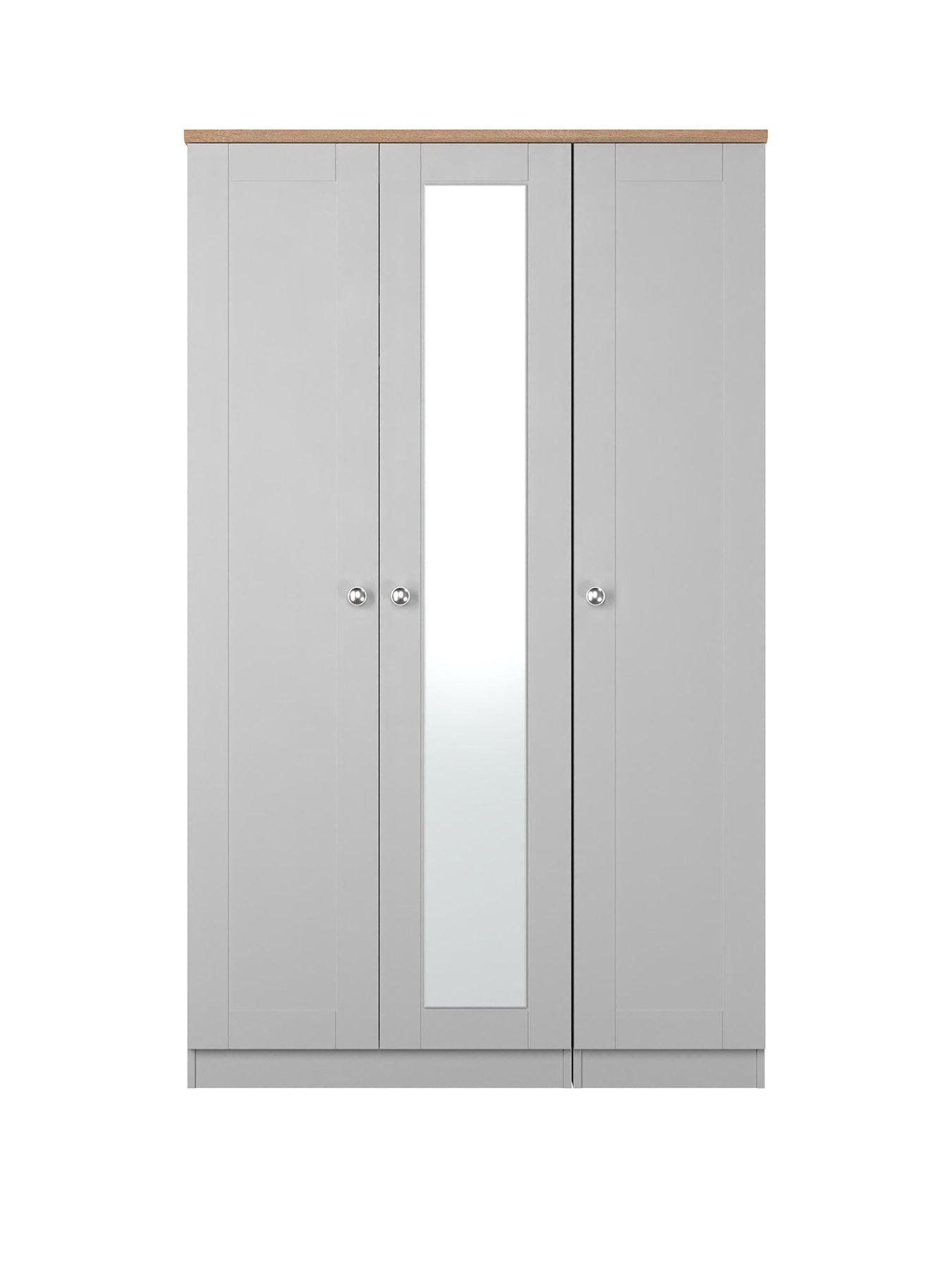 Image 2 of 7 of SWIFT Sydney Part Assembled Tall 3 Door Mirrored Wardrobe