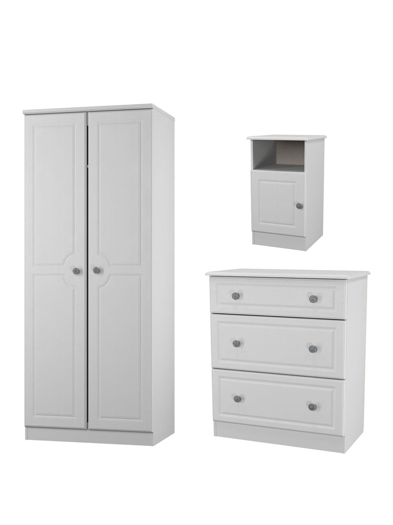 Image 2 of 7 of SWIFT Cambridge 3 Piece Set&nbsp;-&nbsp;2 Door Wardrobe, 3 Drawer Chest and Bedside Chest - Grey