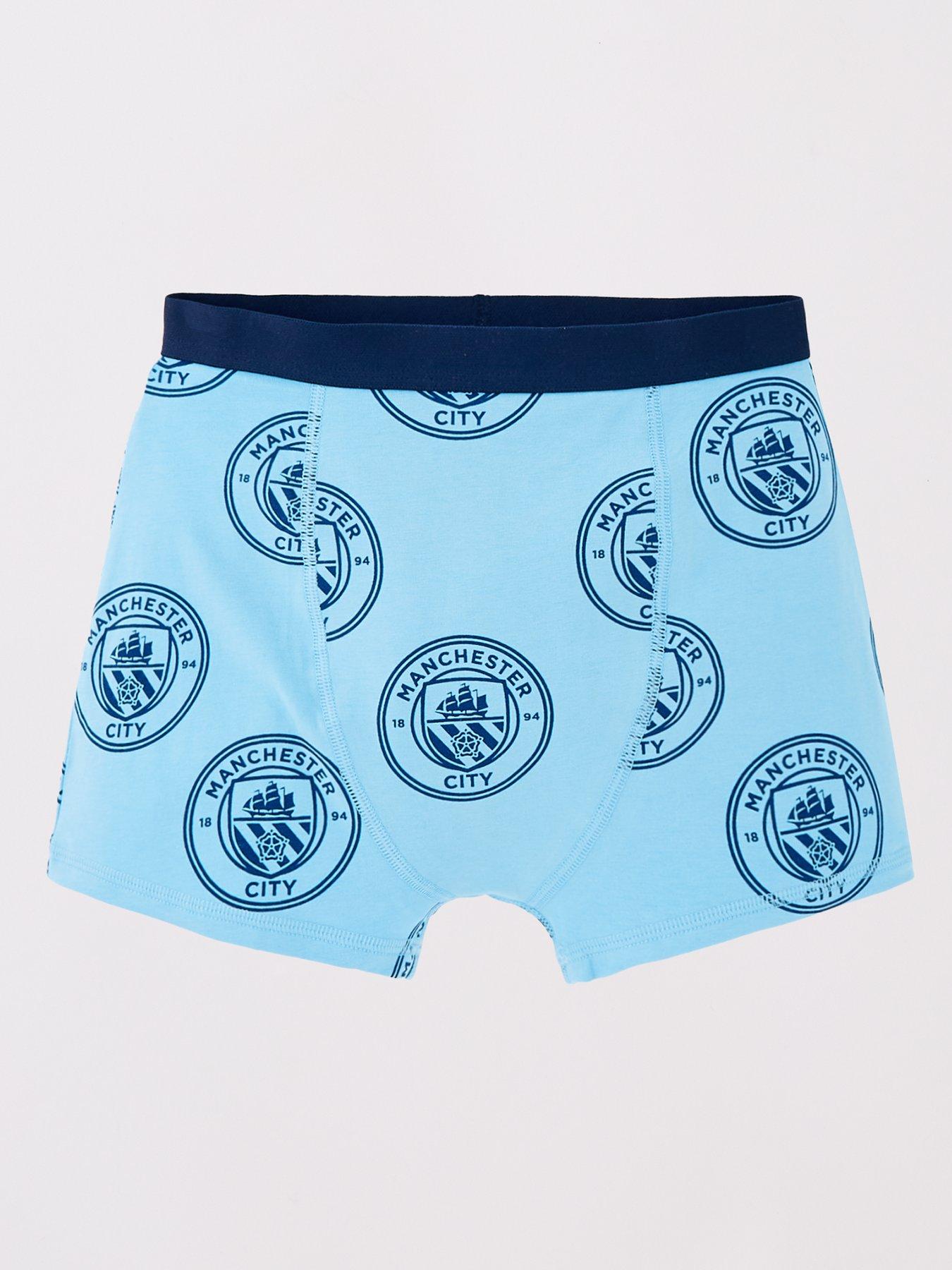 Image 3 of 5 of Manchester City Football 3 Pack Boxer Trunks - Blue