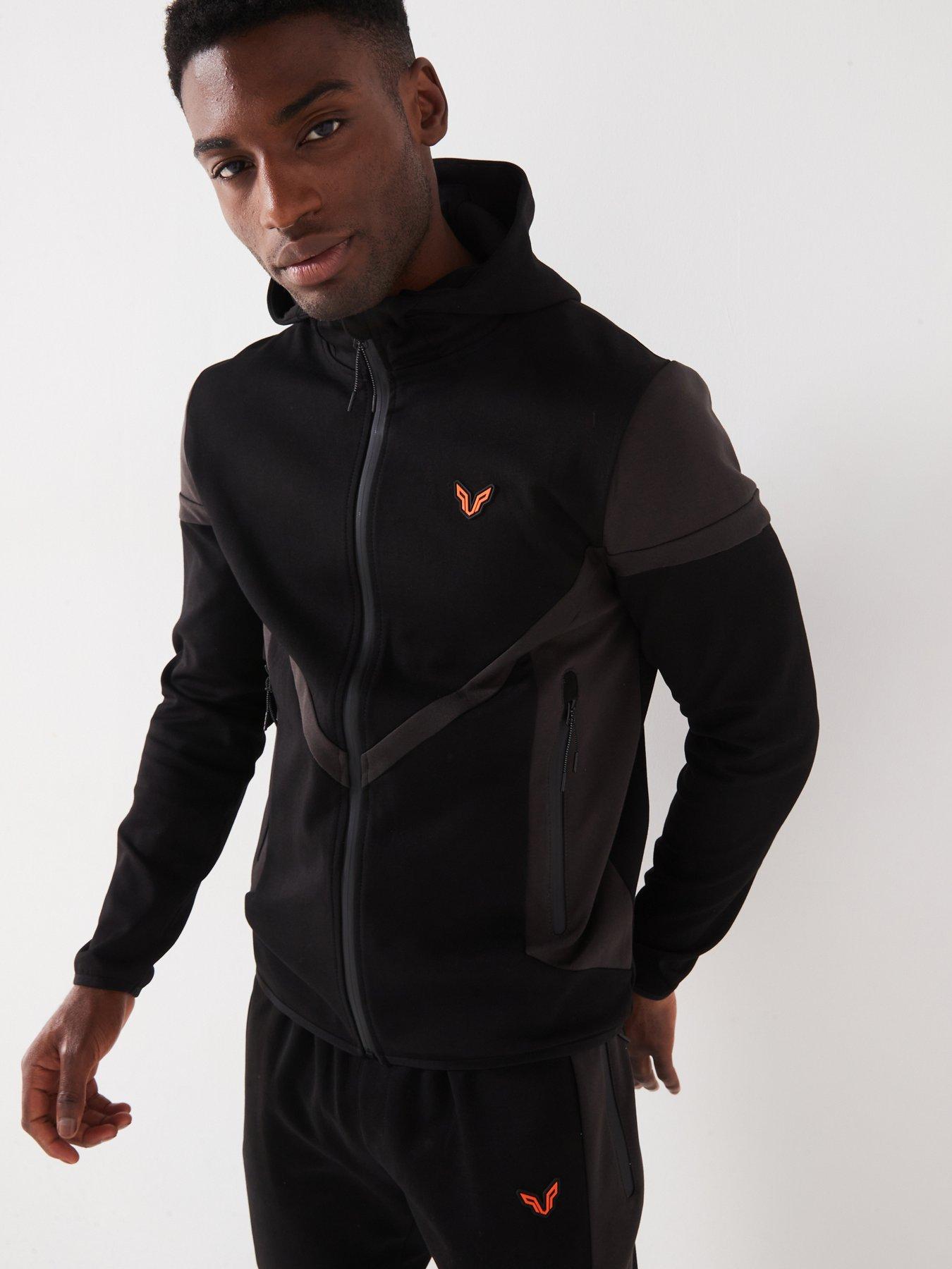 Image 1 of 6 of Okami Mens Exploration Interlock Hoodie - Orange/Black