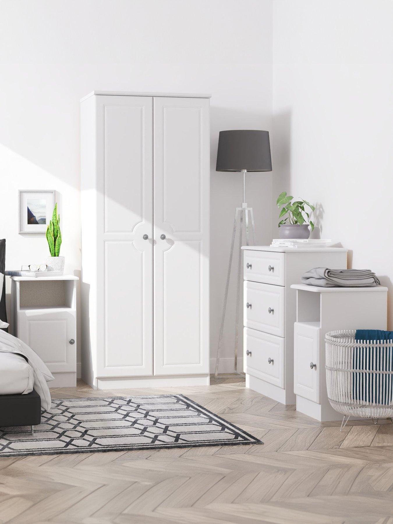 Product photograph of Swift Cambridge 4 Piece Set - 2 Door Wardrobe 3 Drawer Chest And 2 Bedside Chests - Grey from very.co.uk