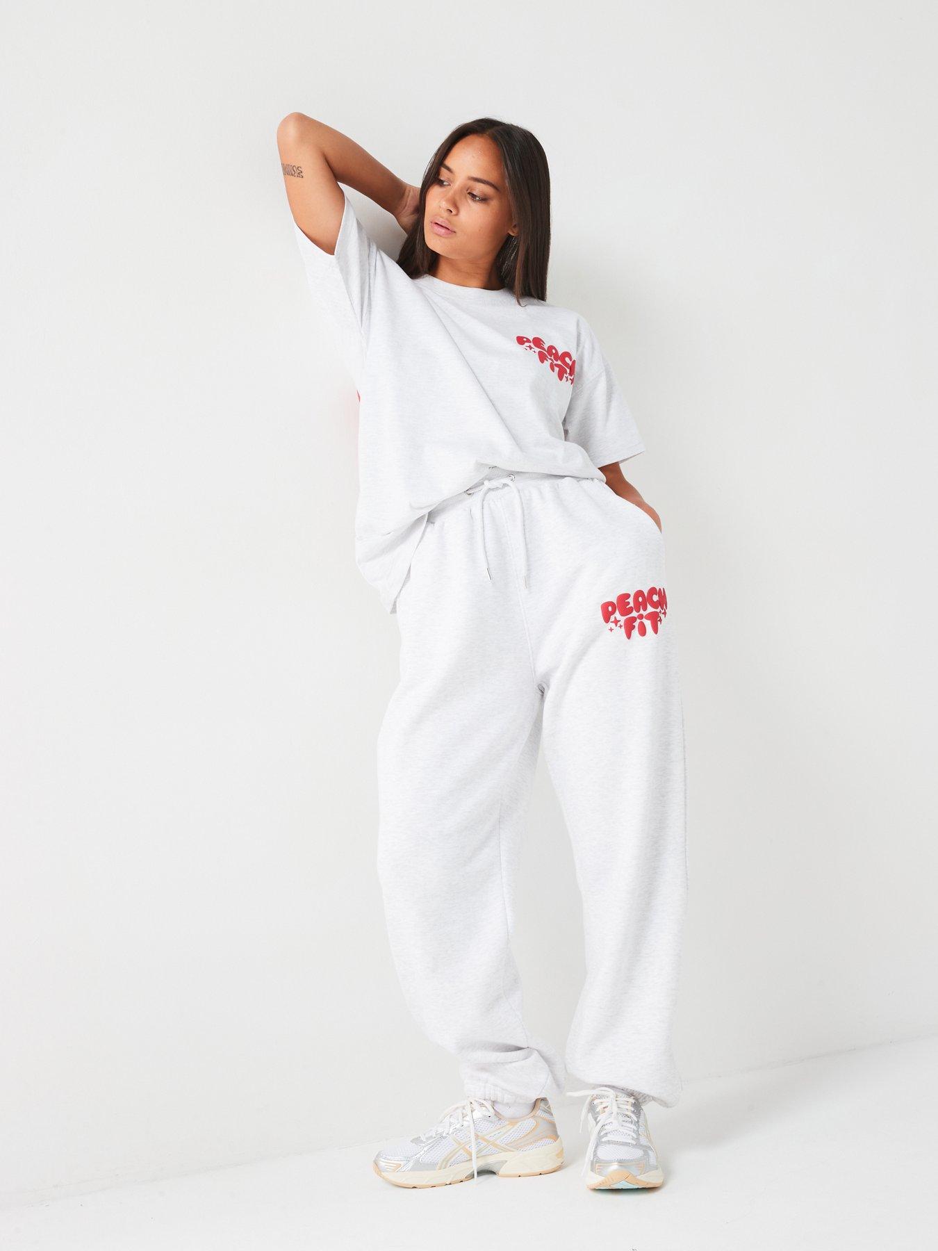 Image 3 of 4 of Peach Fit Womens Cosy Dept Oversized Jogger - Light Grey