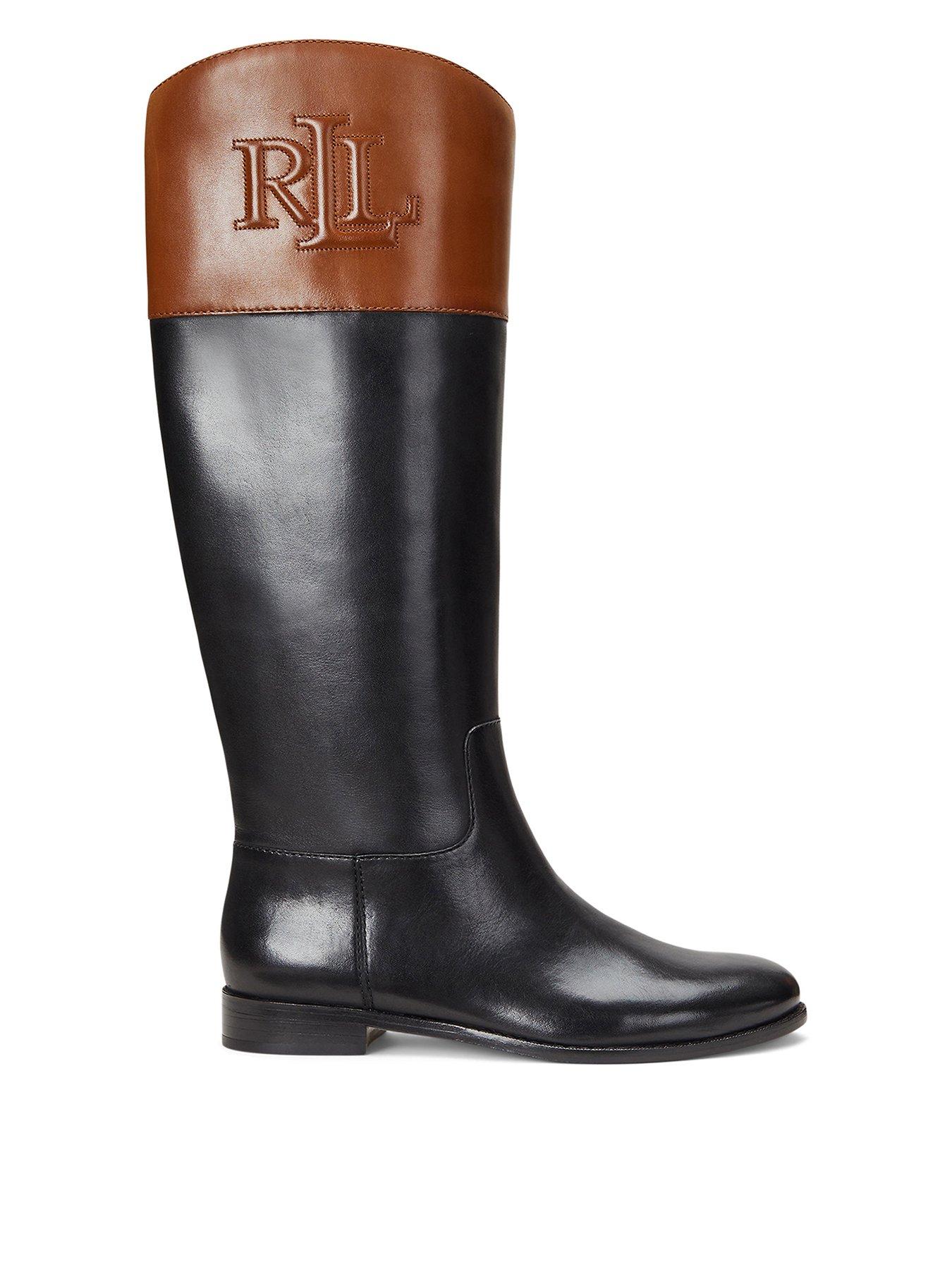 Ralph lauren black leather boots best sale