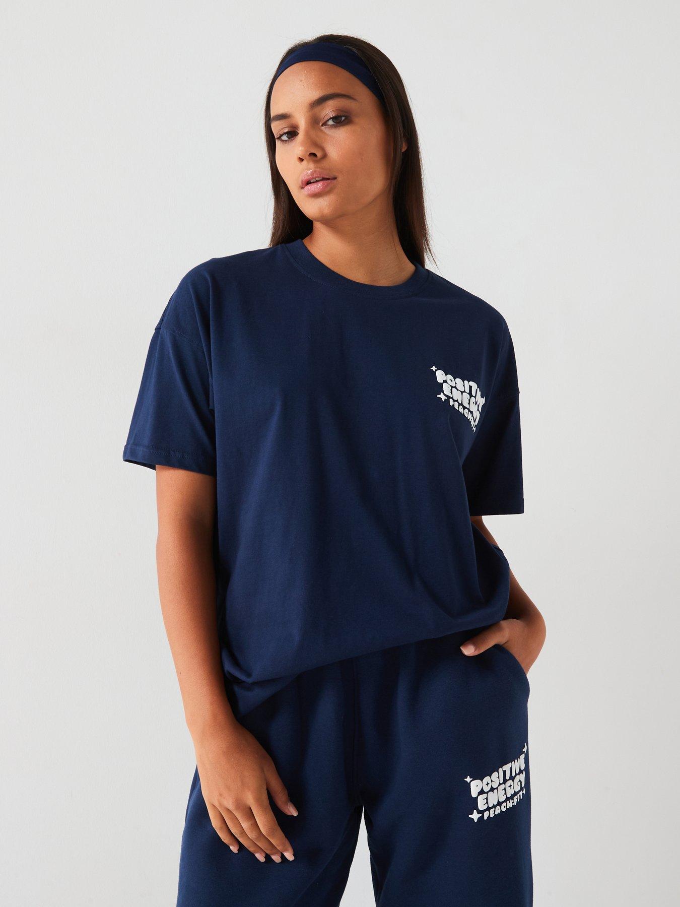 undefined Womens Positive Energy Oversized T-Shirt - Navy