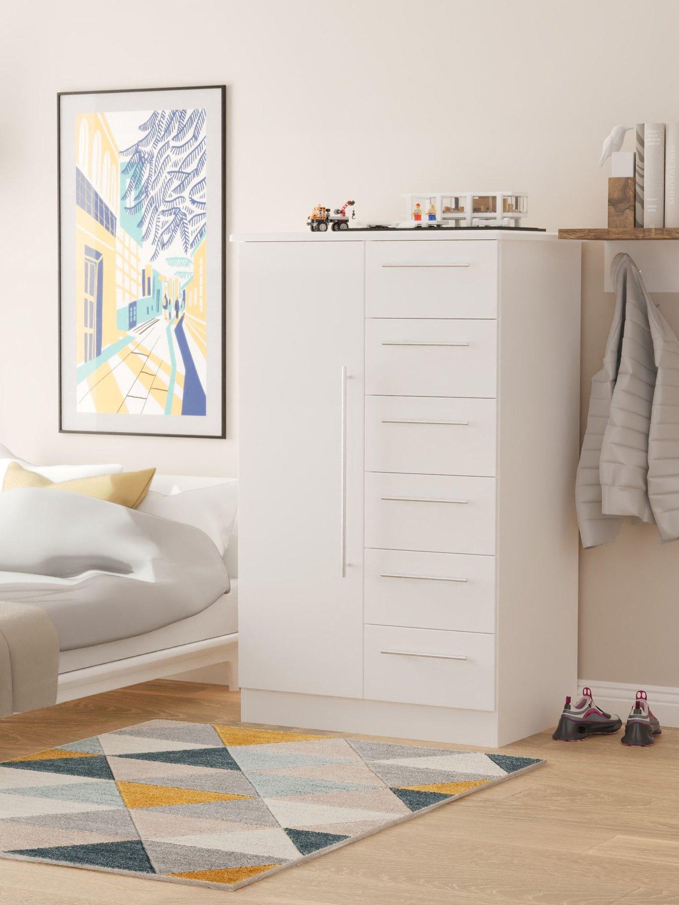 Product photograph of Swift Oxford Ready Assembled 1 Door 5 Drawer Kids Wardrobe from very.co.uk