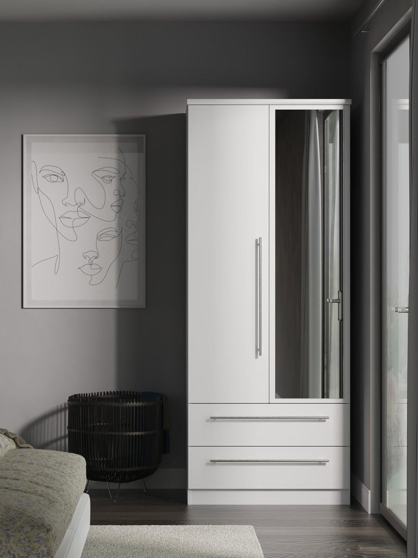 undefined Oxford Ready Assembled 2 Door, 2 Drawer Mirrored Wardrobe