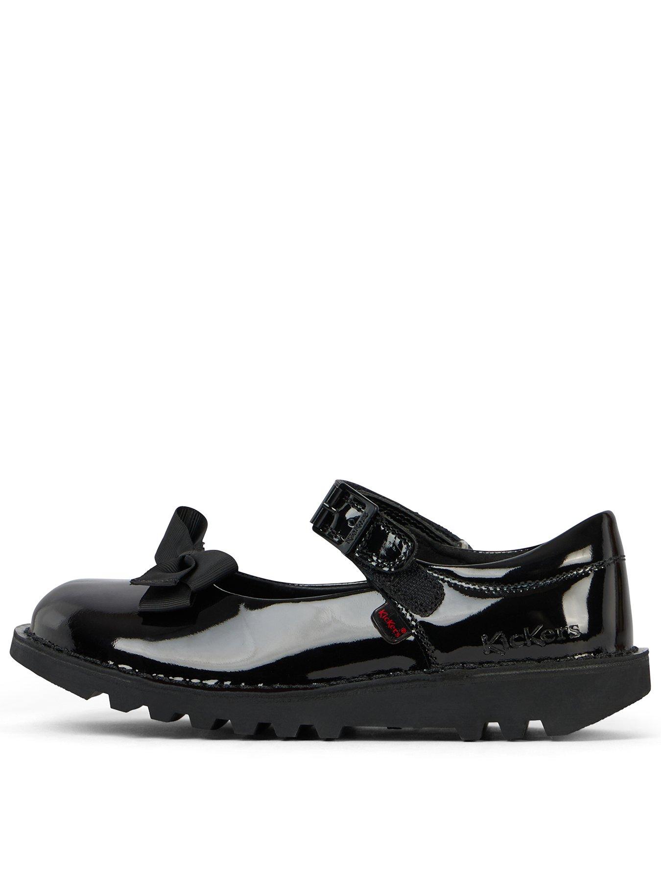 Kickers Girls Kick Mj Bow Patent Leather School Shoe - Black