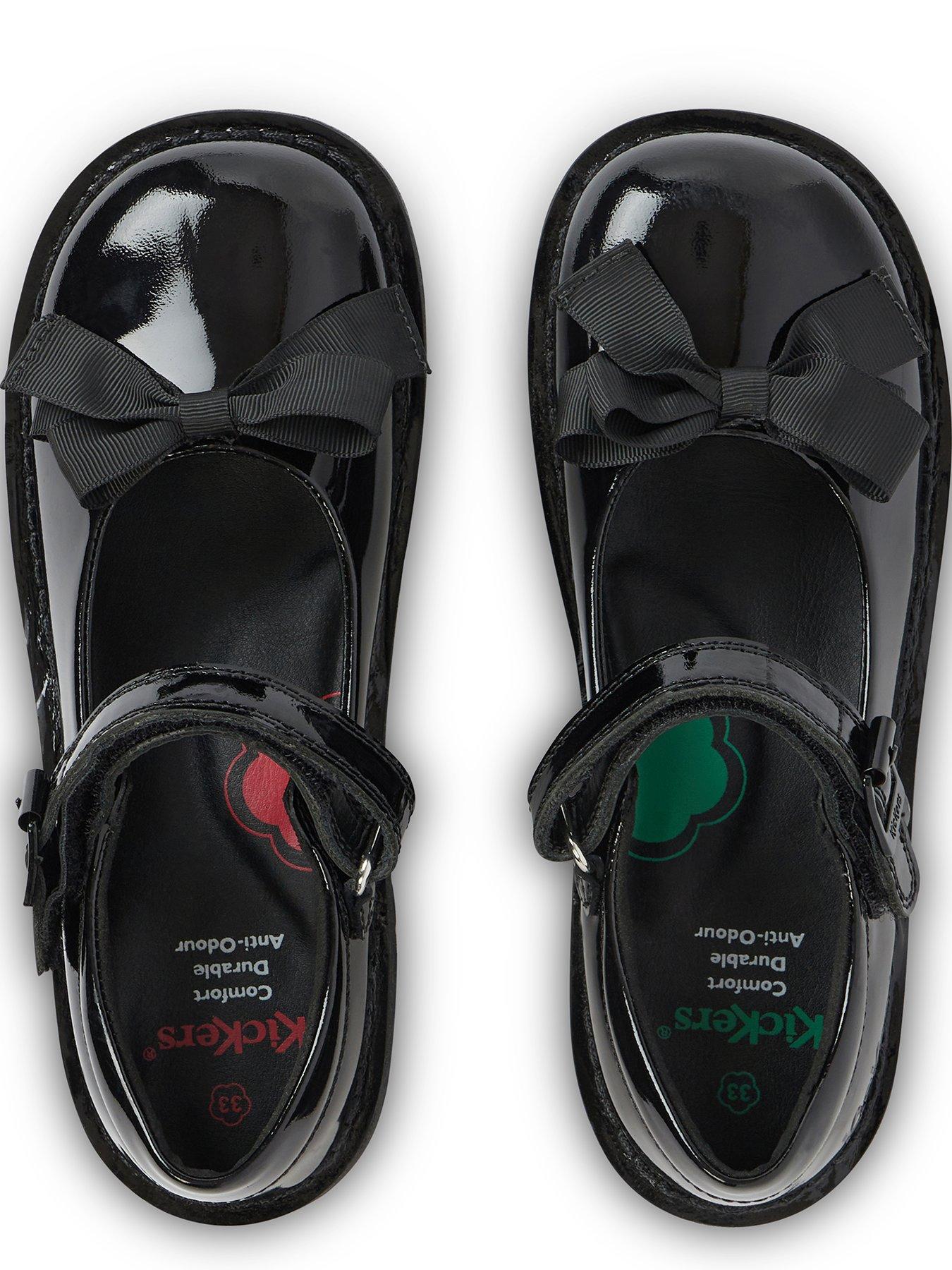Kickers Girls Kick Mj Bow Patent Leather School Shoe - Black | Very