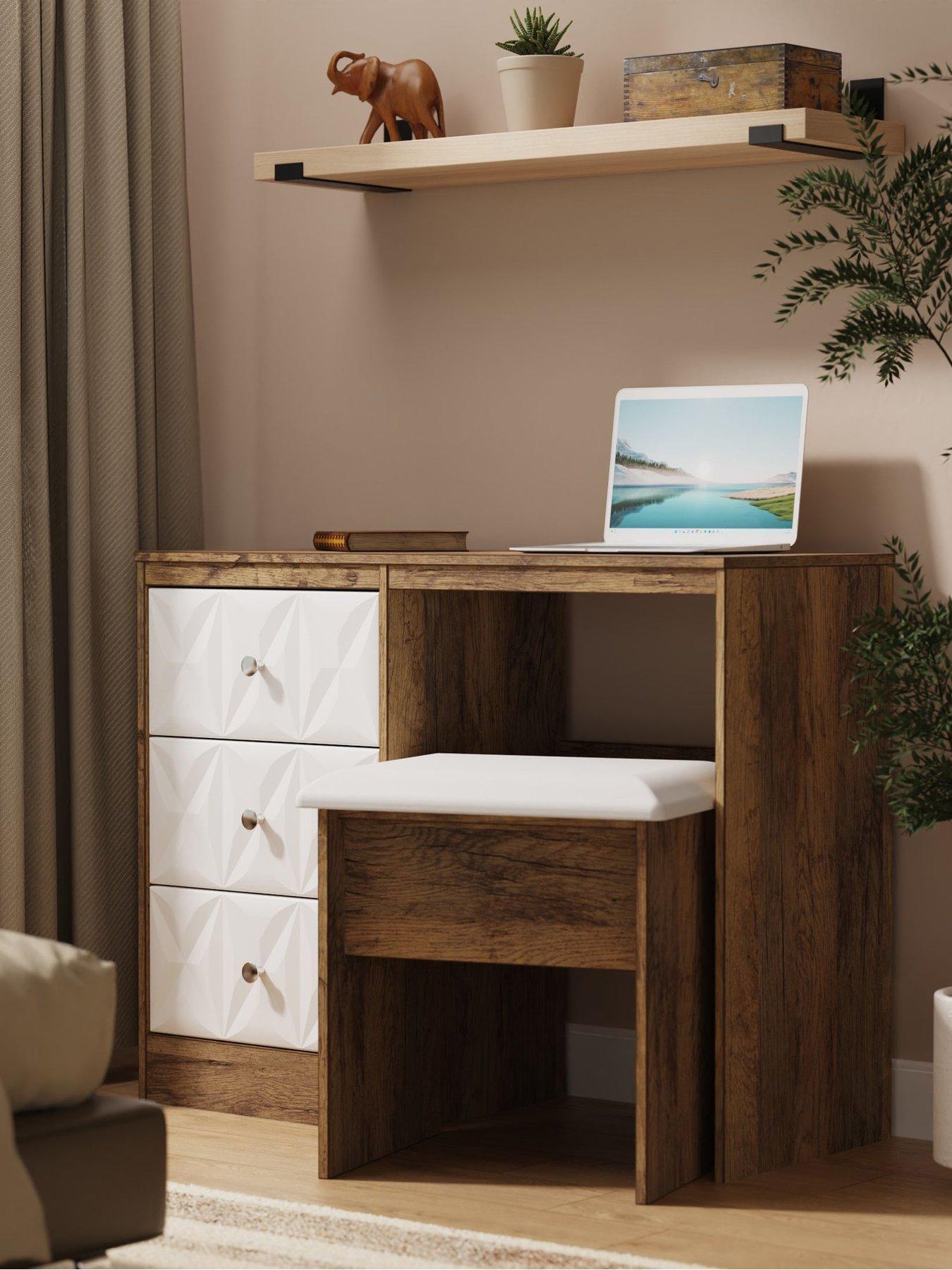 Product photograph of Swift Ohio Ready Assembled 3 Drawer Desk Dressing Table from very.co.uk