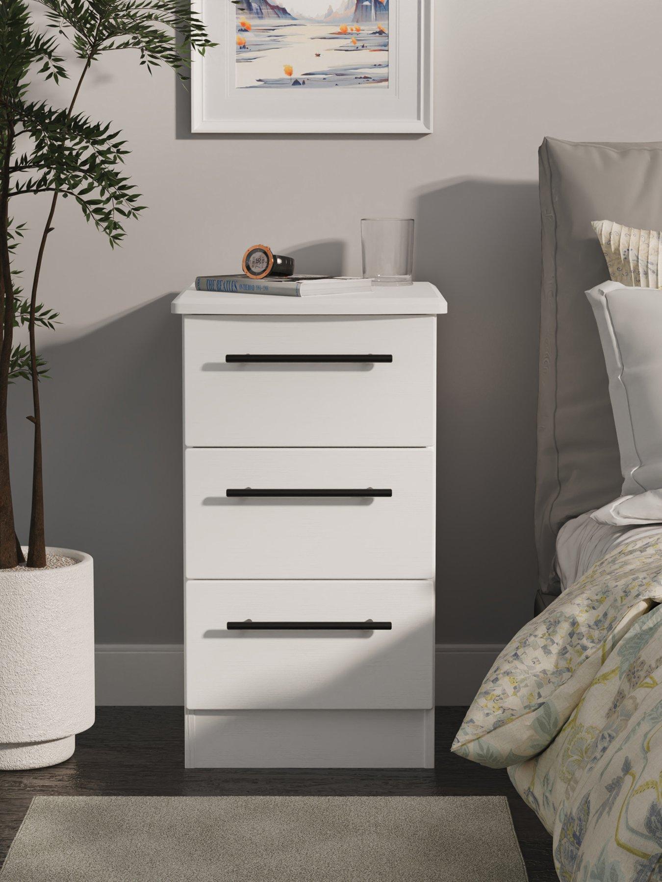 undefined Boston Ready Assembled 3 Drawer Bedside Chest