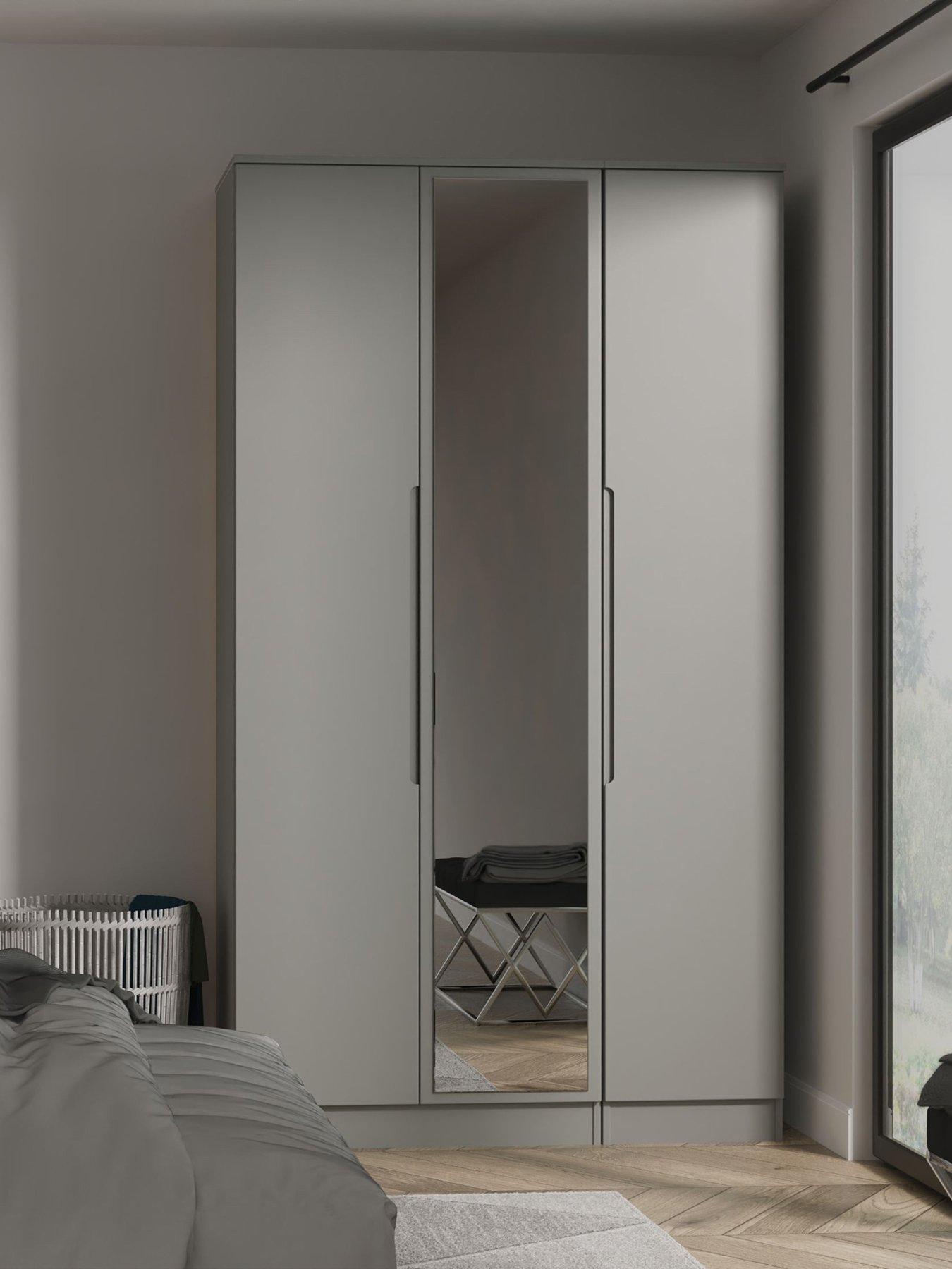 Product photograph of Swift Florence Part Assembled Tall 3 Door Mirrored Wardrobe from very.co.uk