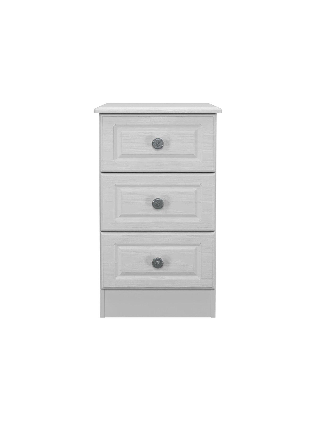 Image 2 of 7 of SWIFT Cambridge Ready Assembled 3 Drawer Bedside Chest - Grey
