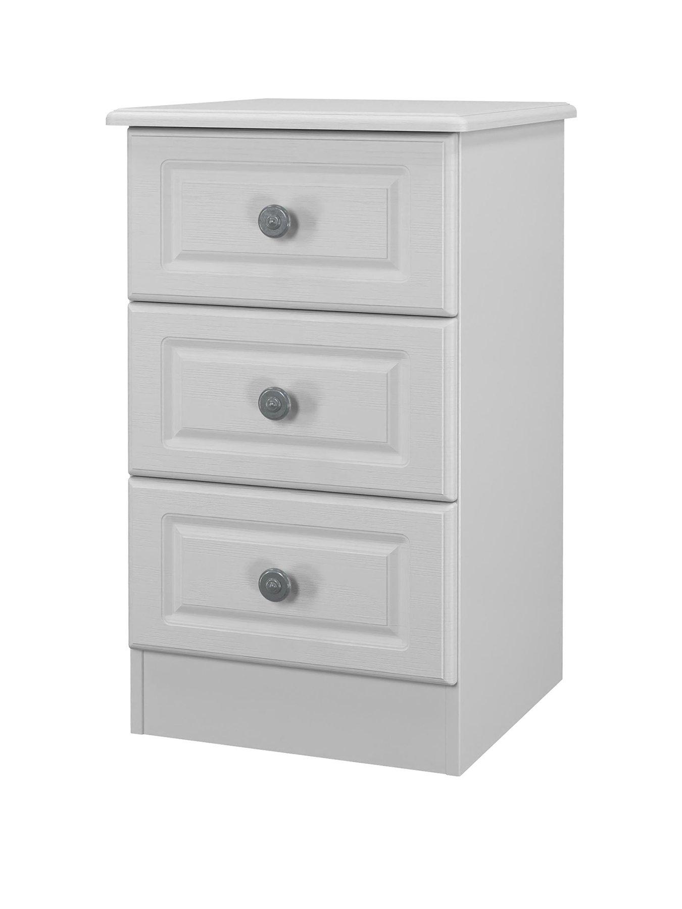 Image 3 of 7 of SWIFT Cambridge Ready Assembled 3 Drawer Bedside Chest - Grey