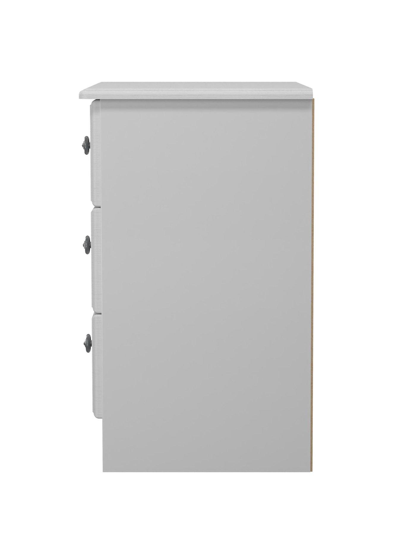 Image 5 of 7 of SWIFT Cambridge Ready Assembled 3 Drawer Bedside Chest - Grey