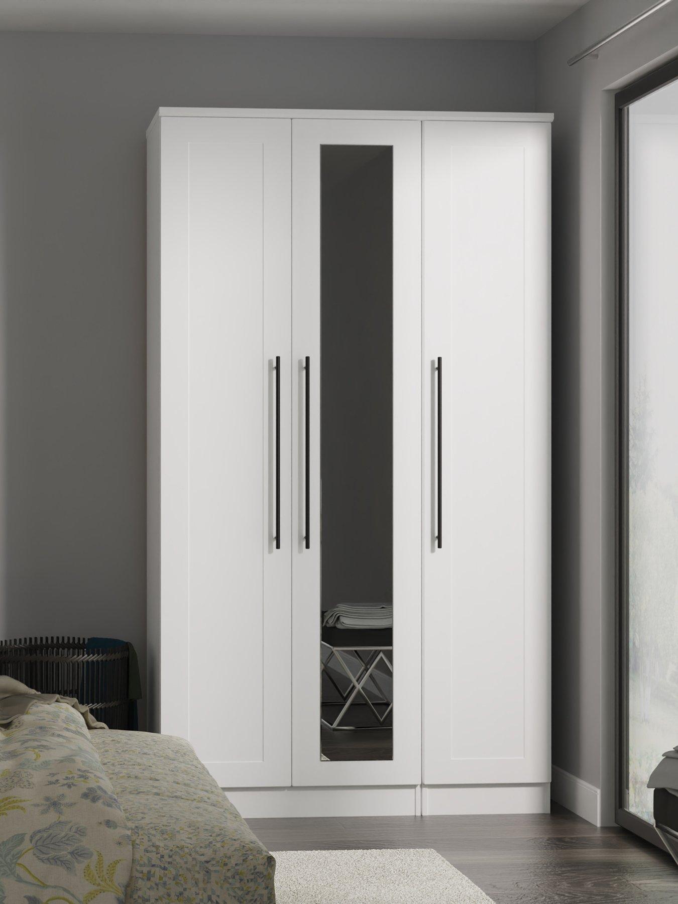 Product photograph of Swift Boston Part Assembled Tall 3 Door Mirrored Wardrobe from very.co.uk