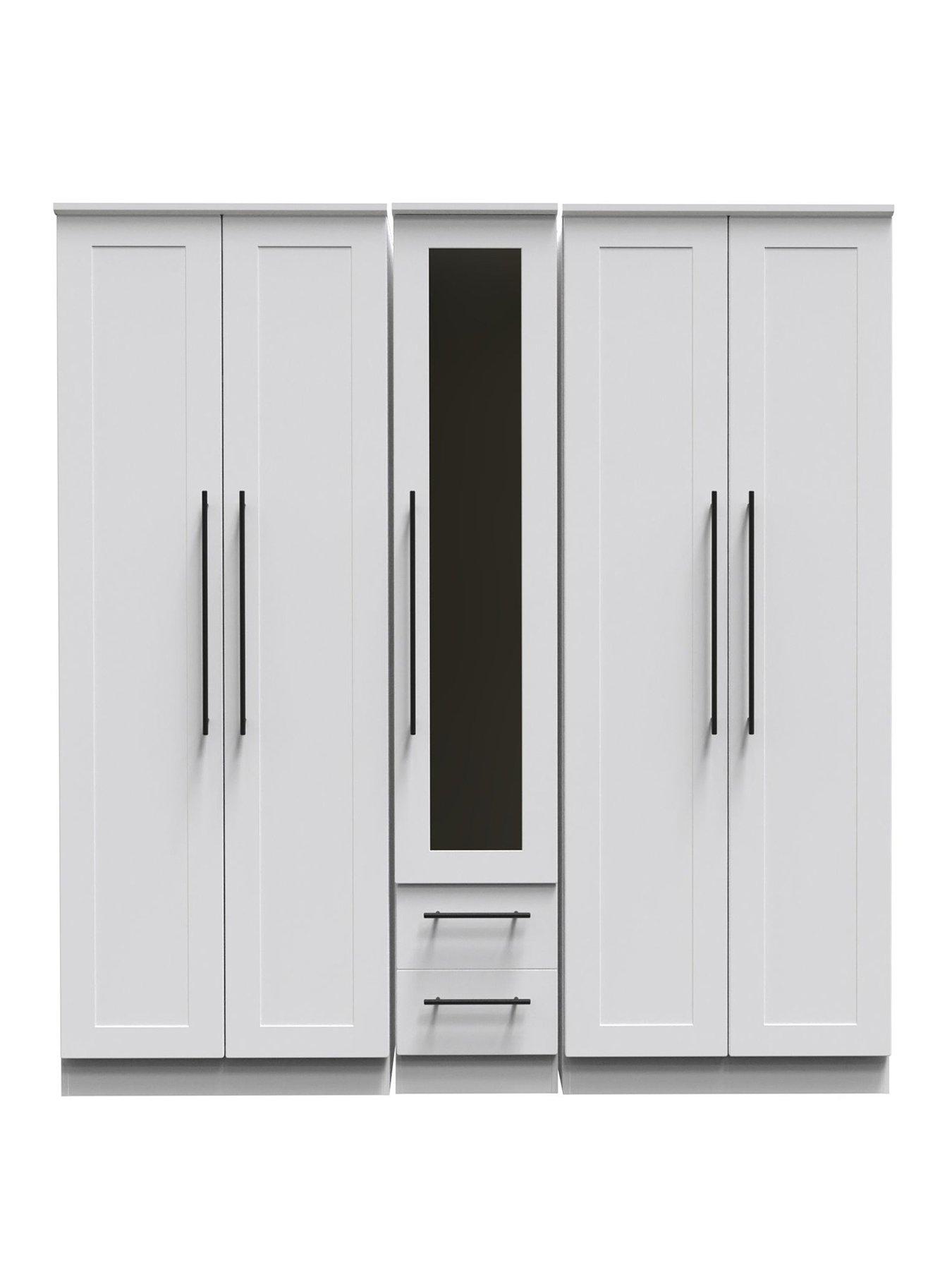 Product photograph of Swift Boston Tall 5 Door 2 Drawer Mirrored Wardrobe from very.co.uk