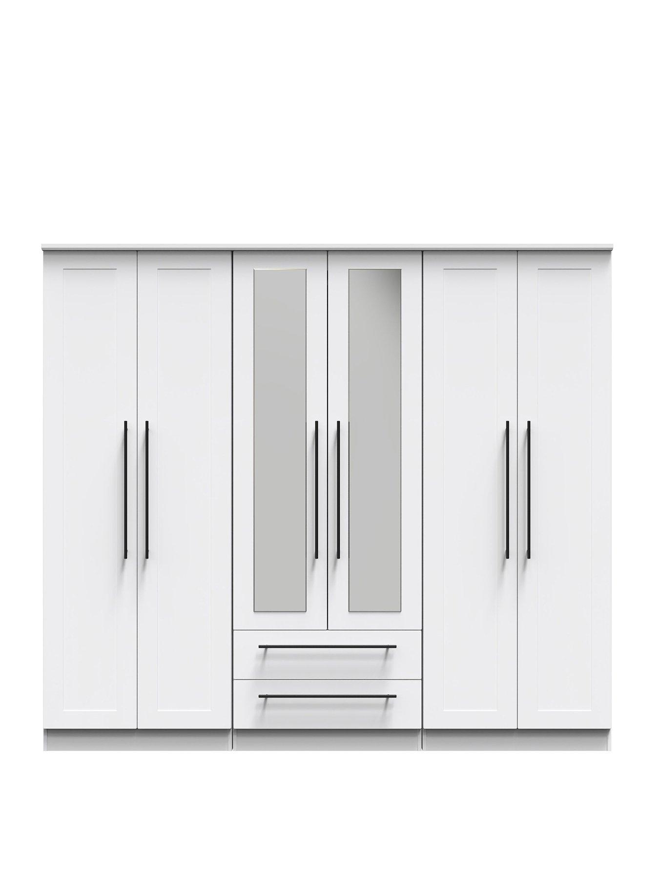 Product photograph of Swift Boston Part Assembled Tall 6 Door 2 Drawer Mirrored Wardrobe from very.co.uk