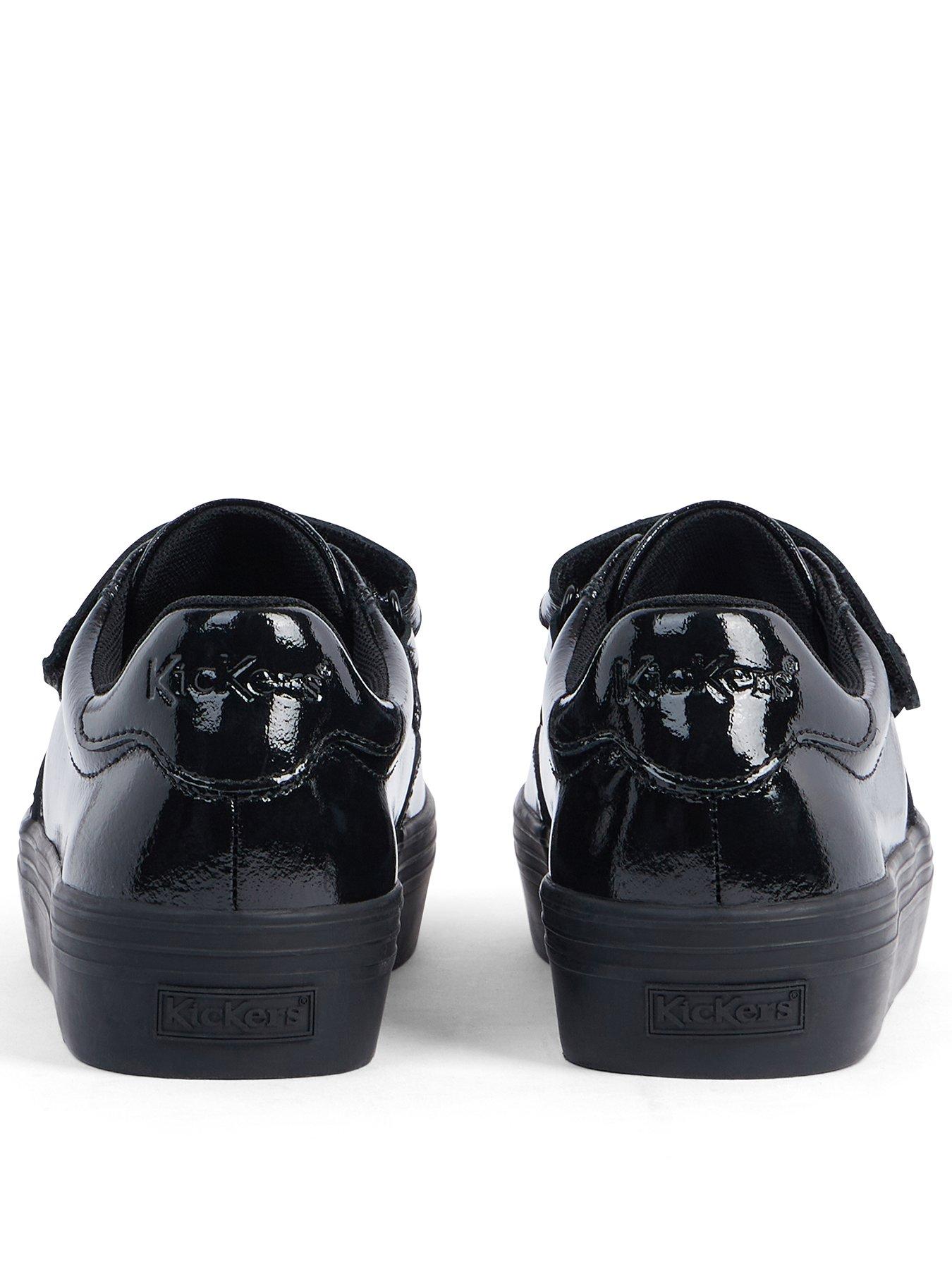 Kickers Girls Tovni Stack Lo Vel Patent Leather School Shoe - Black