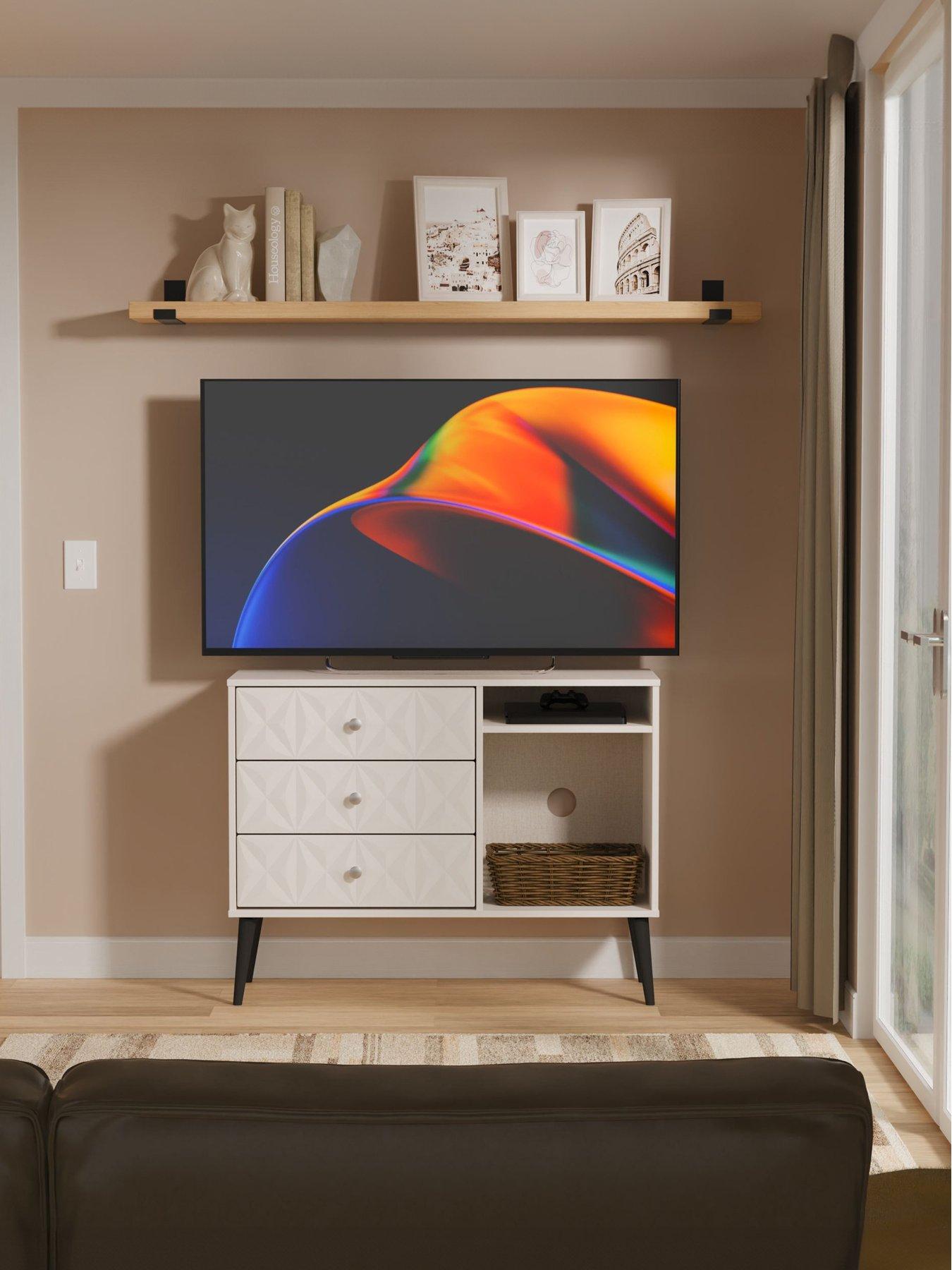 undefined Valencia Ready Assembled 3 Soft Close Drawer, Single Shelf TV Unit